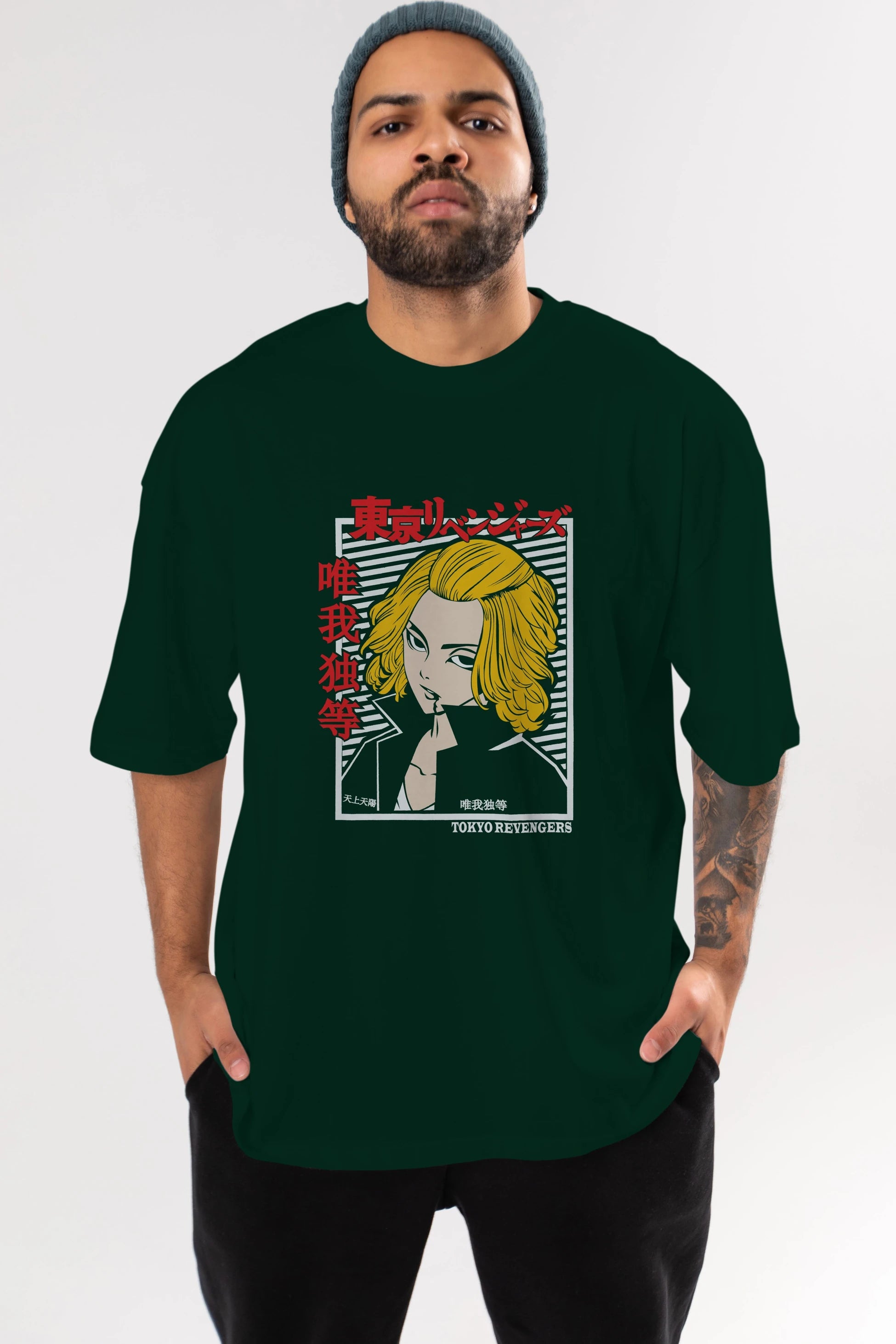 TokyoRev. M Anime Ön Baskılı Oversize t-shirt %100 pamuk Erkek Kadın Unisex