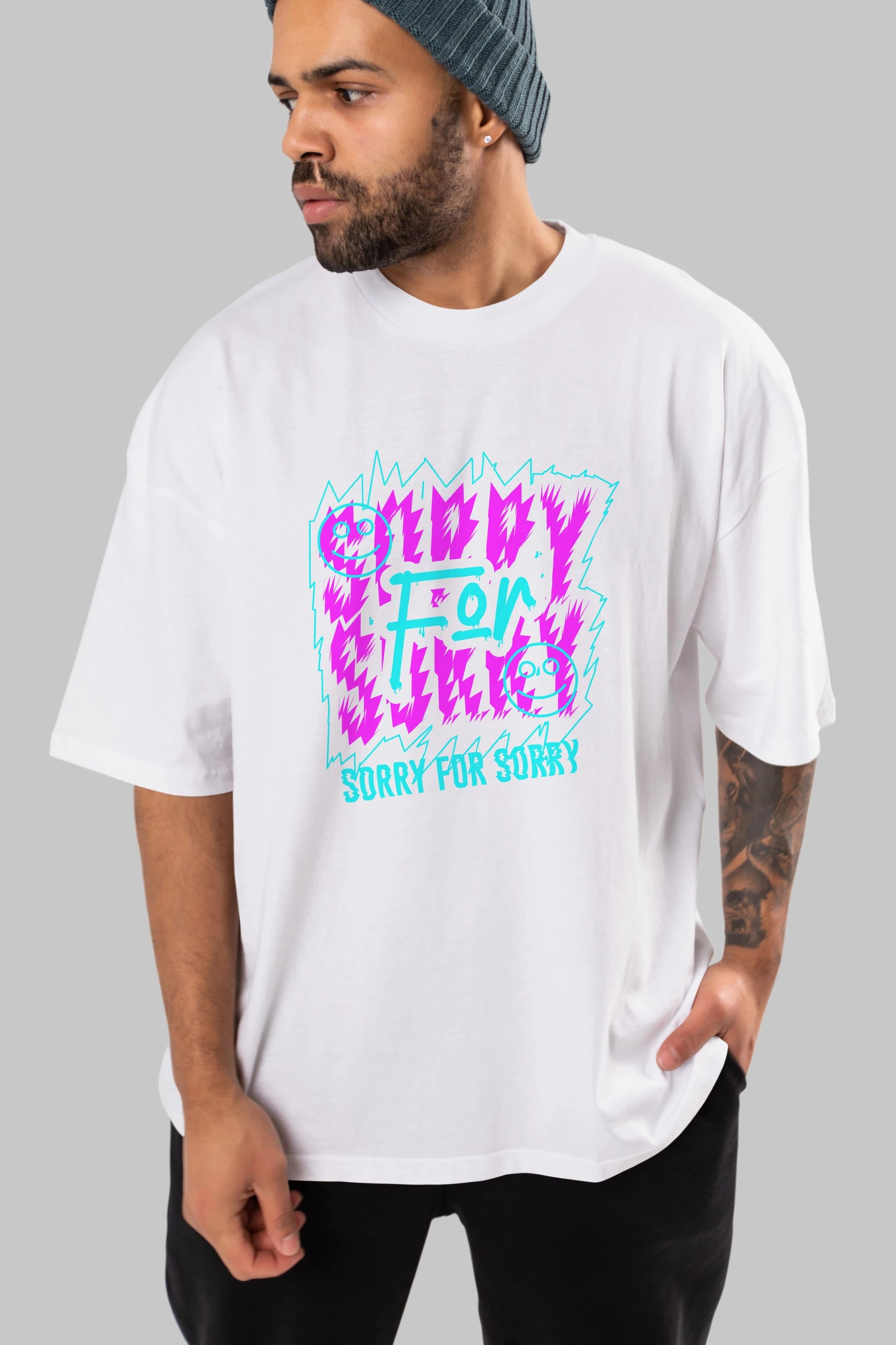Sorry for Sorry Ön Baskılı Oversize t-shirt Erkek Kadın Unisex