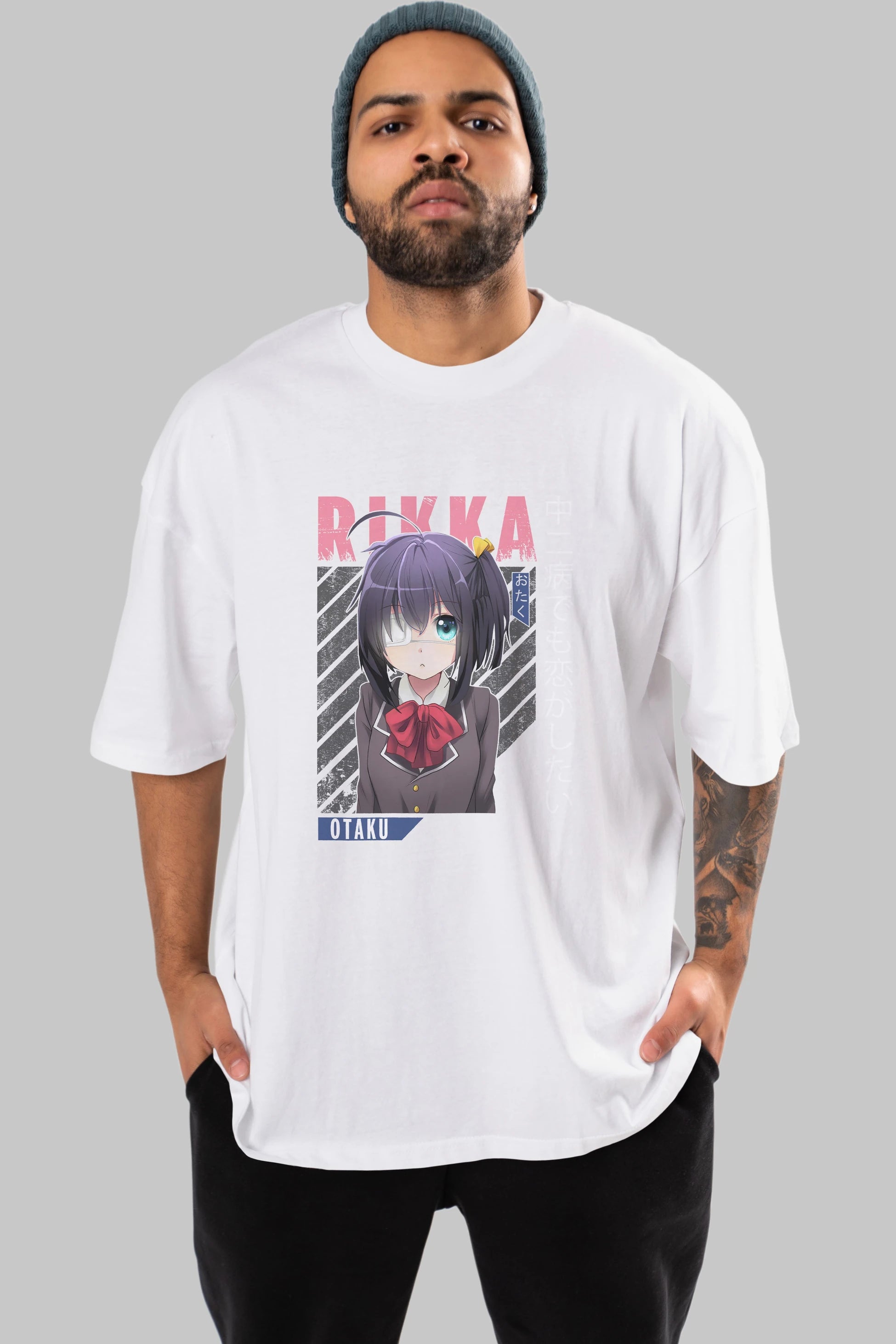 Rikka Takanashi 9 Anime Ön Baskılı Oversize t-shirt %100 pamuk Erkek Kadın Unisex