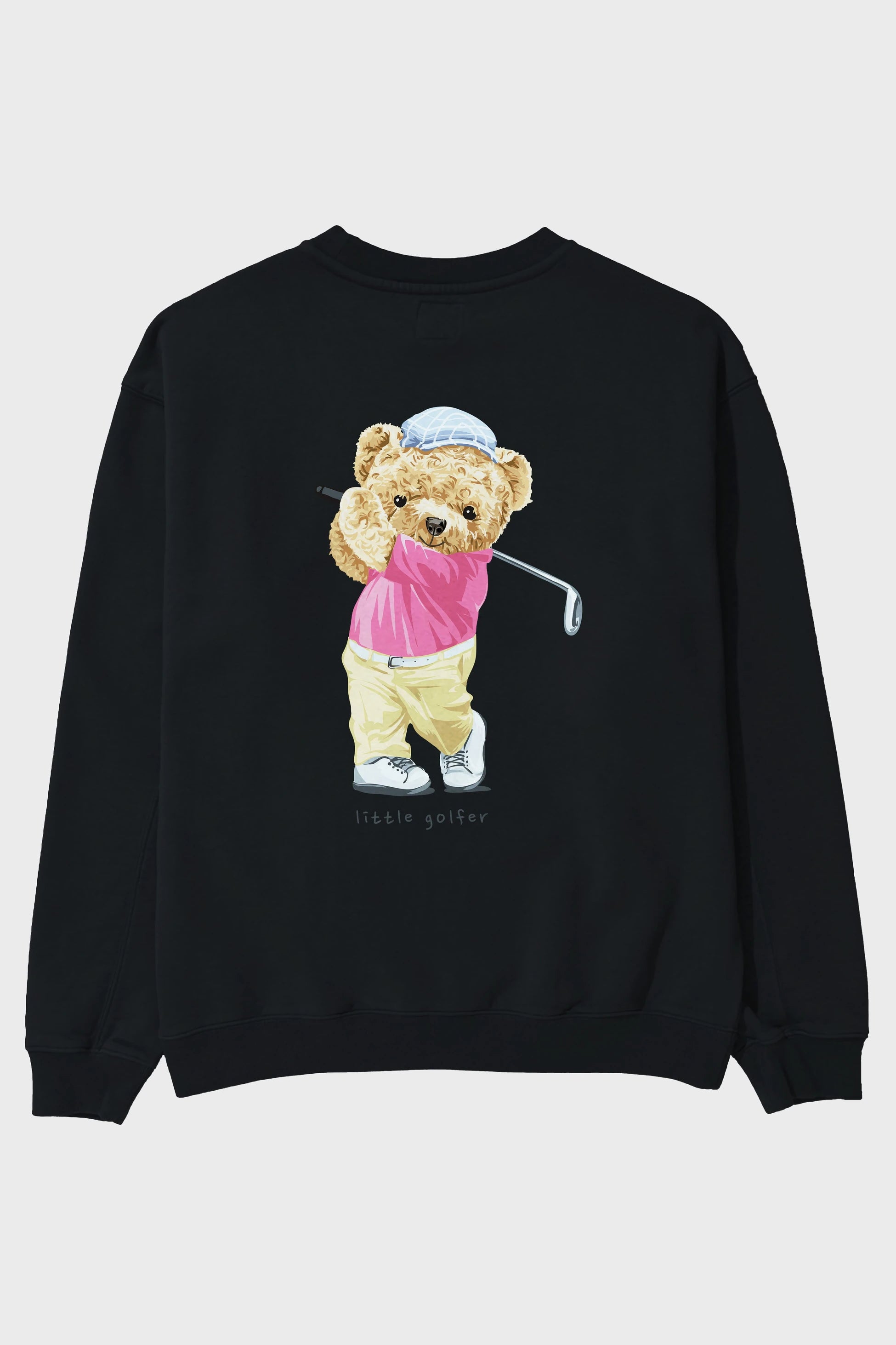 Teddy Bear Little Golfer Arka Baskılı Oversize Sweatshirt Erkek Kadın Unisex