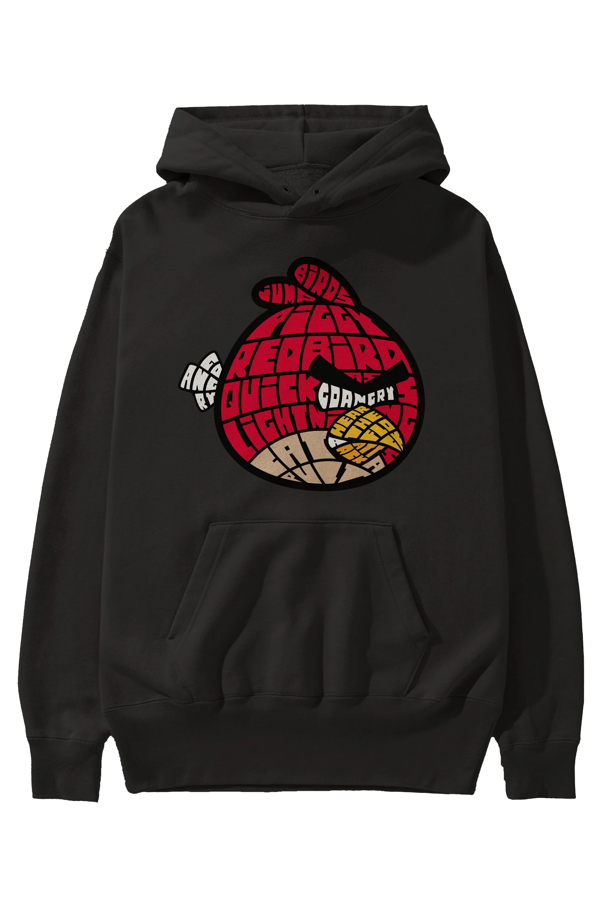Bird With Anger Ön Baskılı Hoodie Oversize Kapüşonlu Sweatshirt Erkek Kadın Unisex