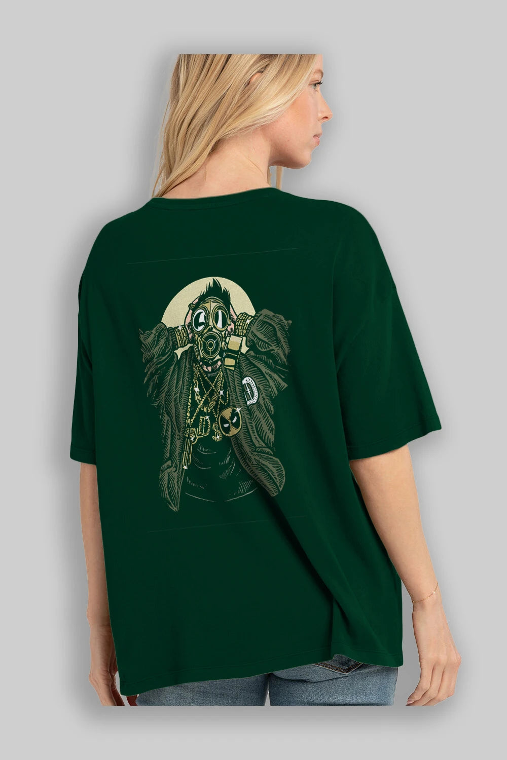 Gasmask Gangsta Arka Baskılı Oversize t-shirt Erkek Kadın Unisex %100 Pamuk