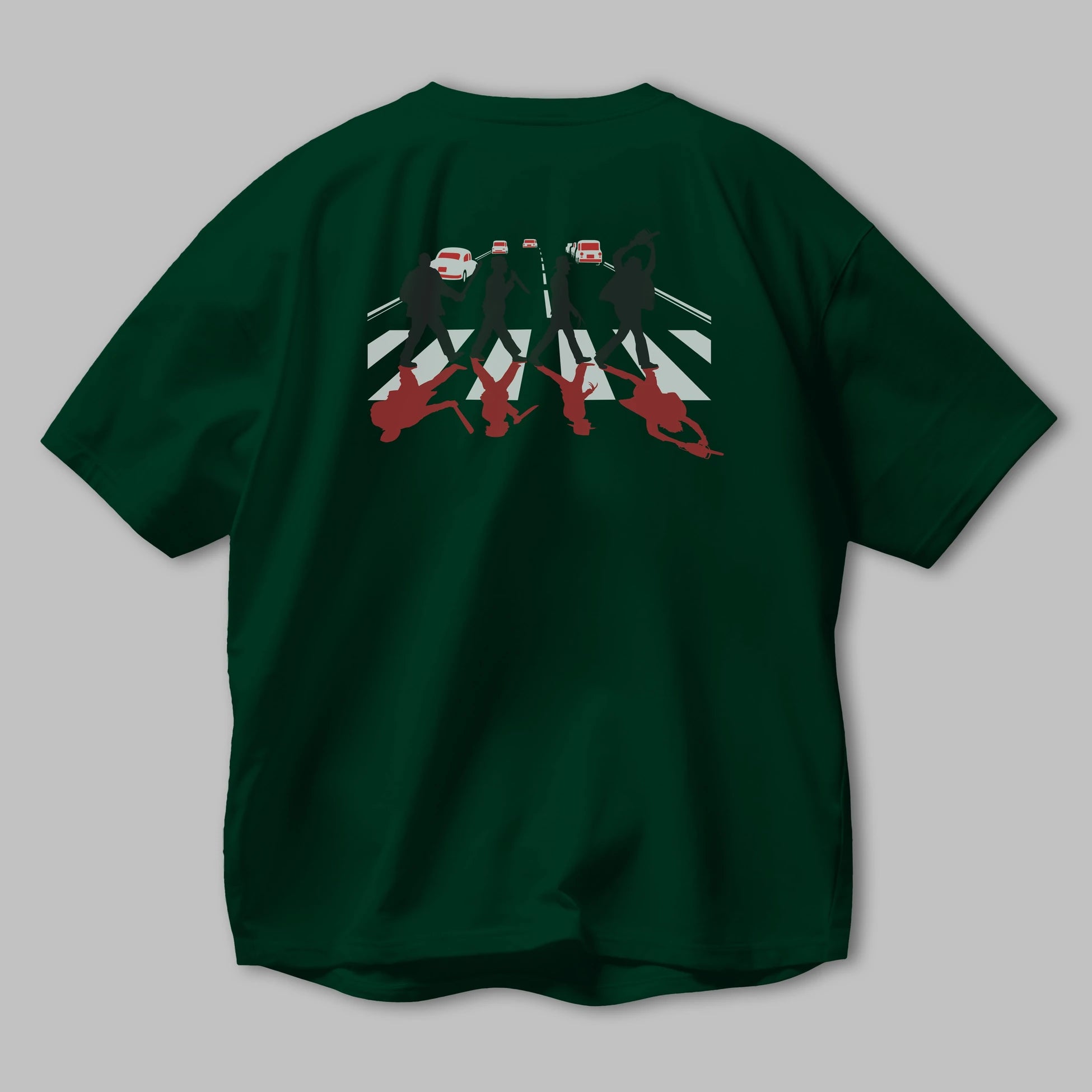 Abbey Road Killer Red Arka Baskılı Oversize t-shirt %100 pamuk Erkek Kadın Unisex