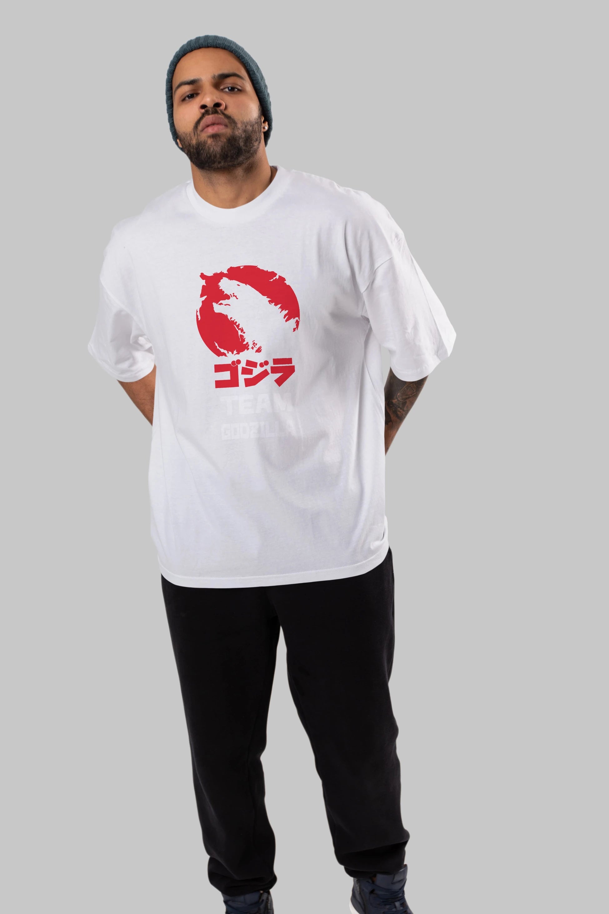 Team Godzilla Ön Baskılı Oversize t-shirt Erkek Kadın Unisex %100 Pamuk Bisiklet Yaka tişort