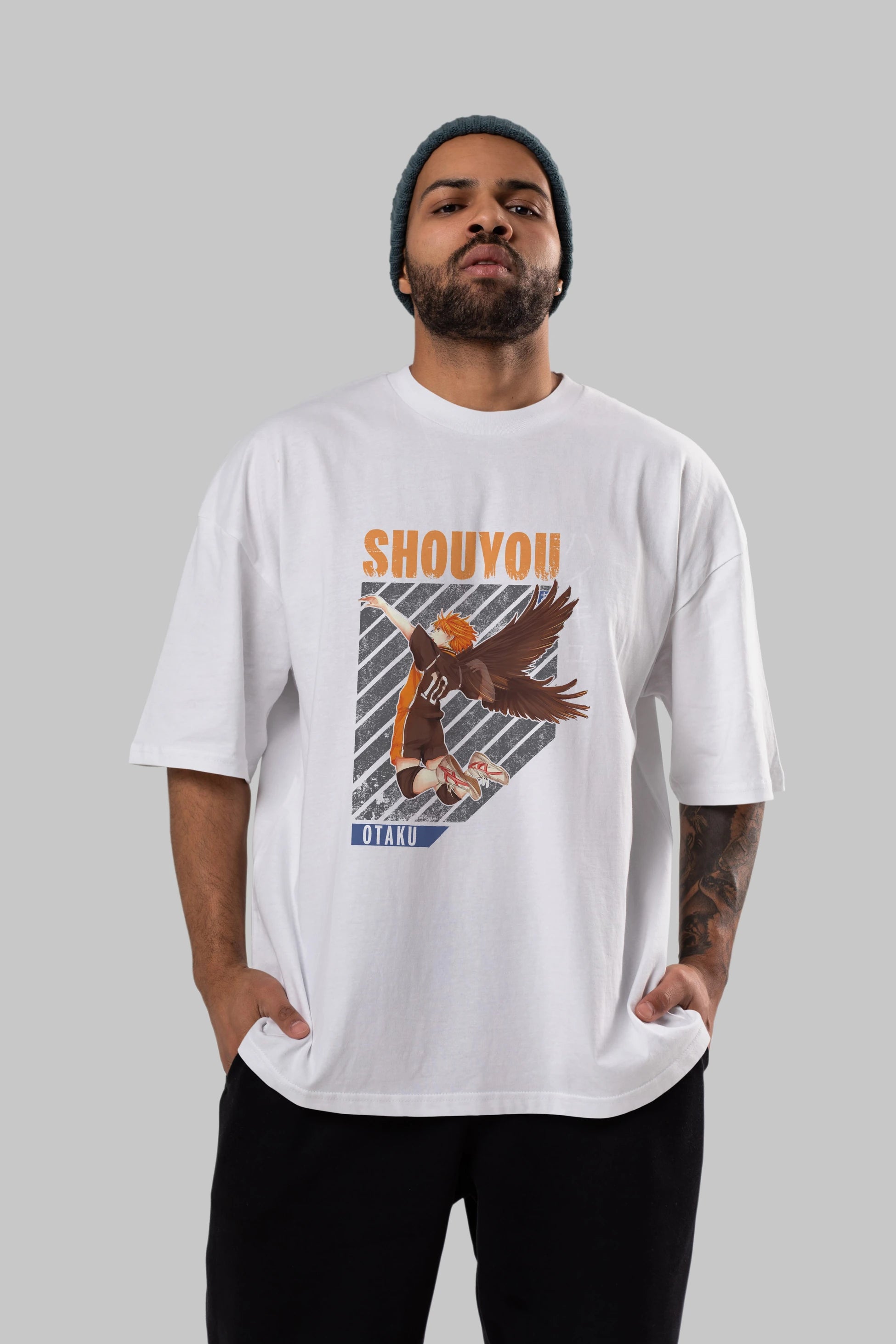 Shouyou Hinata 10 Anime Ön Baskılı Oversize t-shirt %100 pamuk Erkek Kadın Unisex