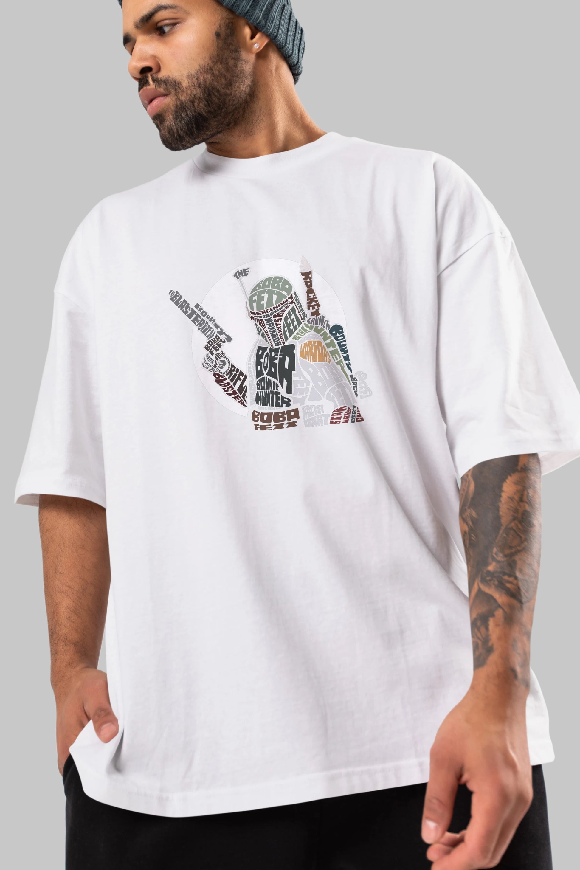Boba Fett Ön Baskılı Oversize t-shirt %100 pamuk Erkek Kadın Unisex