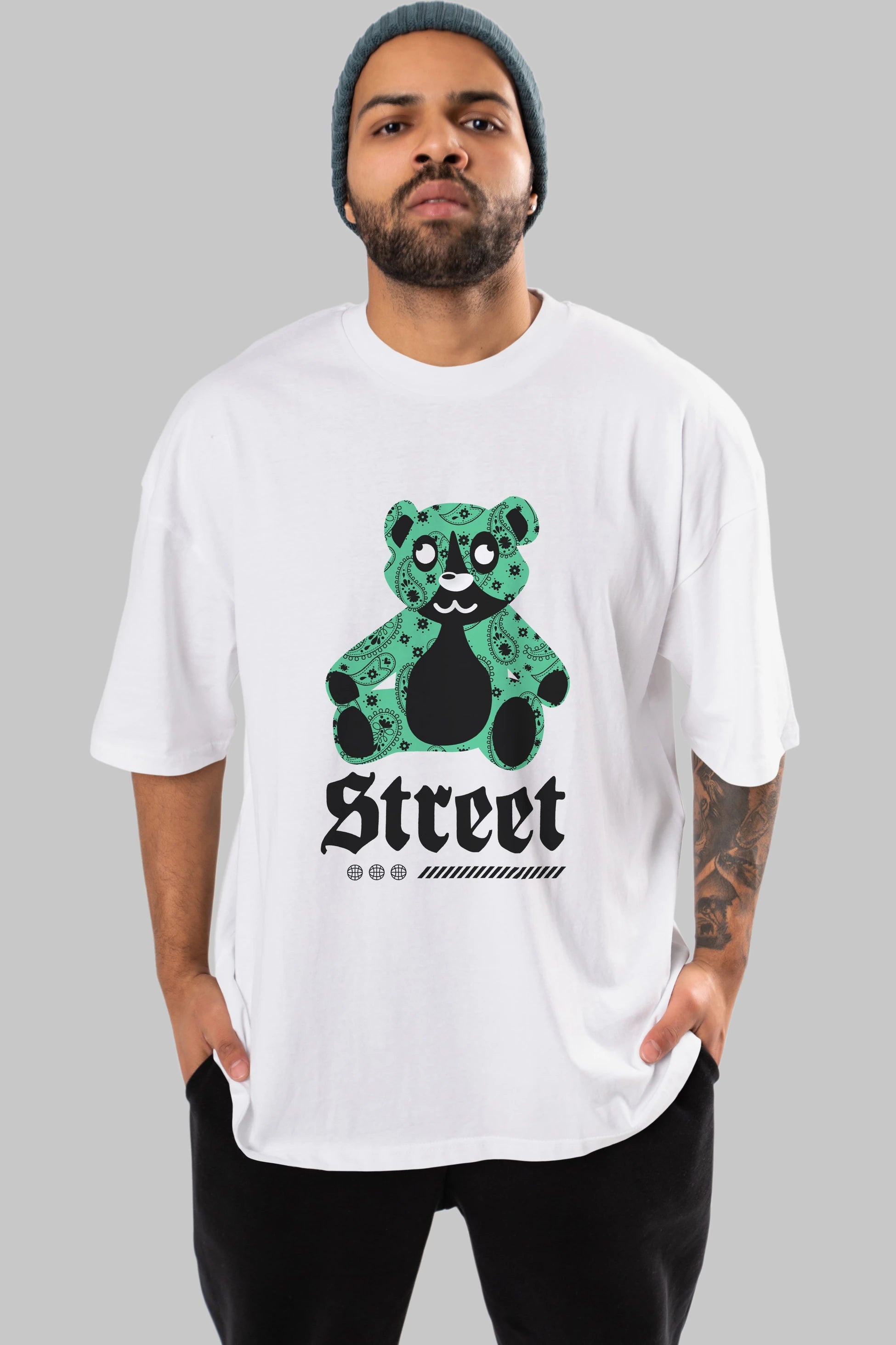 Street Bear Ön Baskılı Oversize t-shirt Erkek Kadın Unisex