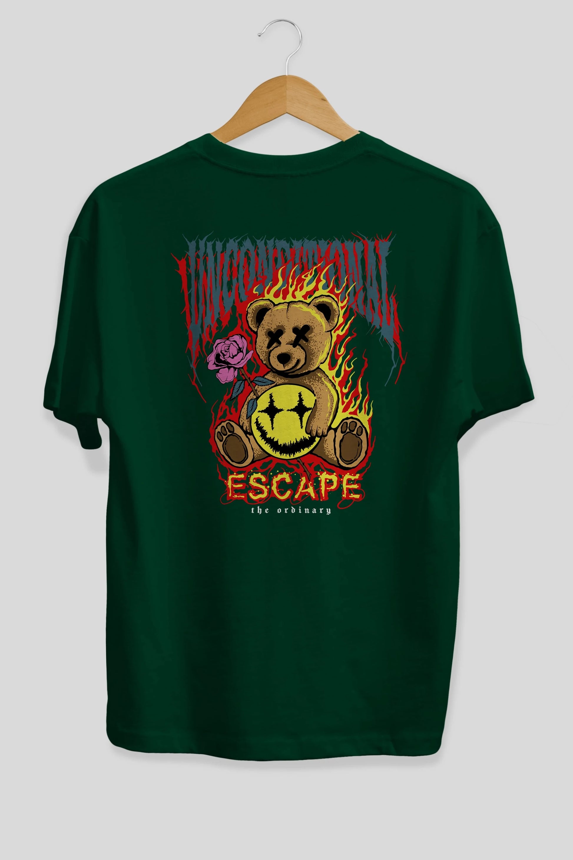 Escape Bear Arka Baskılı Oversize t-shirt Erkek Kadın Unisex