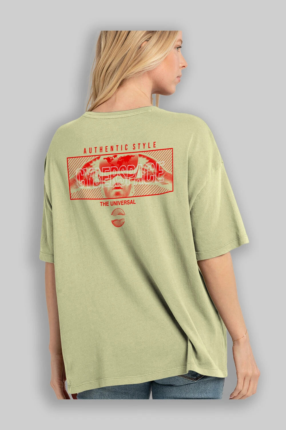 Cyberspace Arka Baskılı Oversize t-shirt Erkek Kadın Unisex