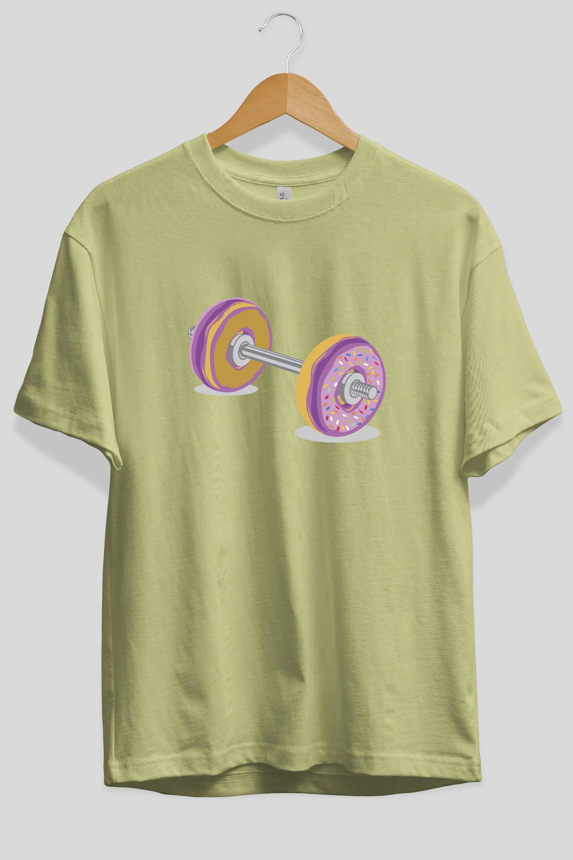 Donut Barbell Ön Baskılı Oversize t-shirt %100 pamuk Erkek Kadın Unisex