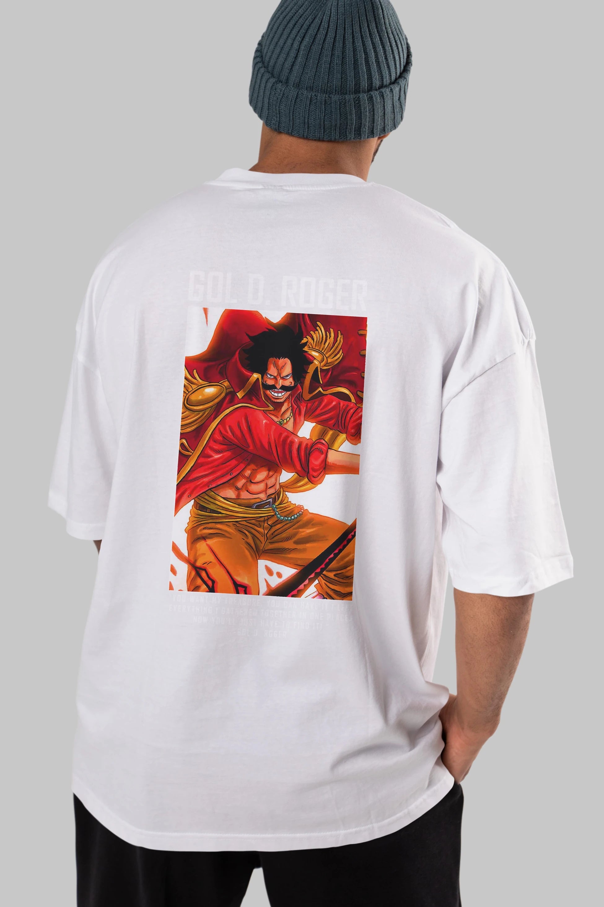 Gol D. Roger Anime Arka Baskılı Oversize t-shirt Erkek Kadın Unisex %100 pamuk tişort