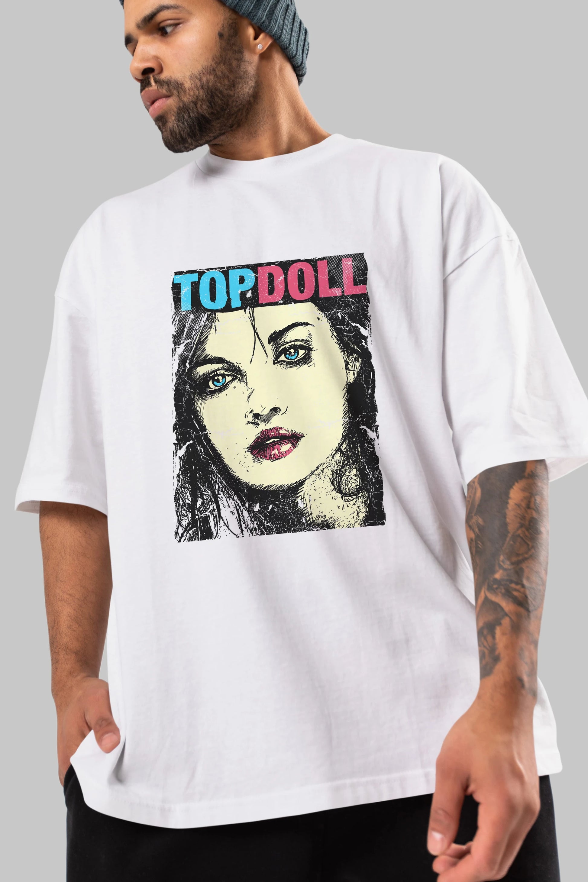 Topdoll Streetwear Ön Baskılı Oversize t-shirt Erkek Kadın Unisex