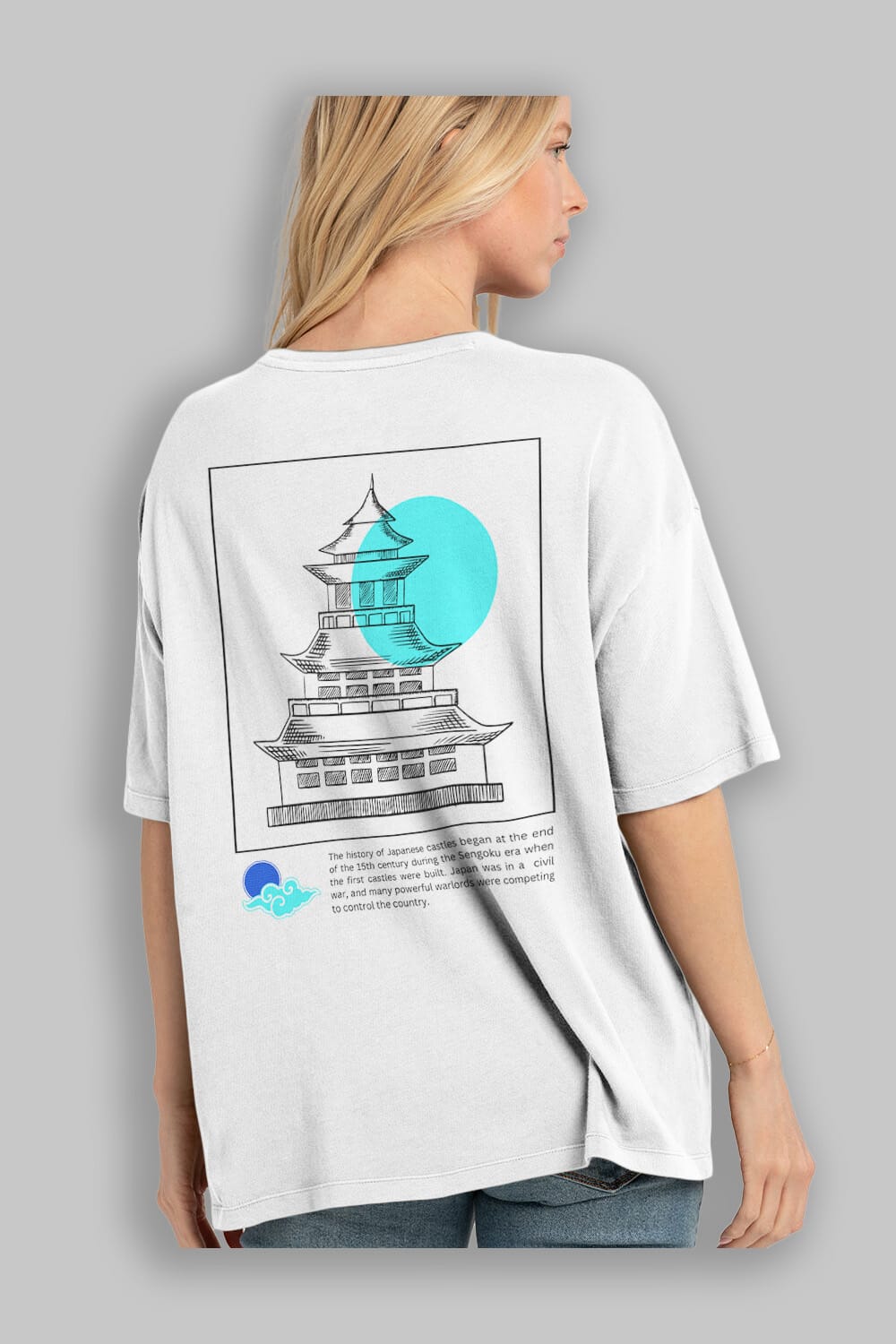 Retro Japanese Arka Baskılı Oversize t-shirt Erkek Kadın Unisex