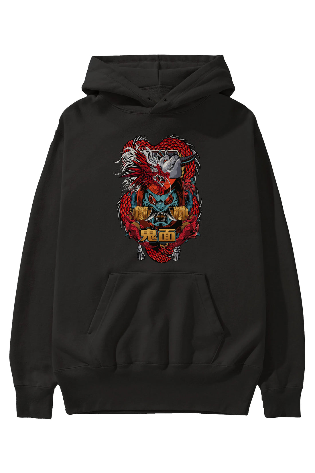 TRIBAL Anime Ön Baskılı Hoodie Oversize Kapüşonlu Sweatshirt Erkek Kadın Unisex