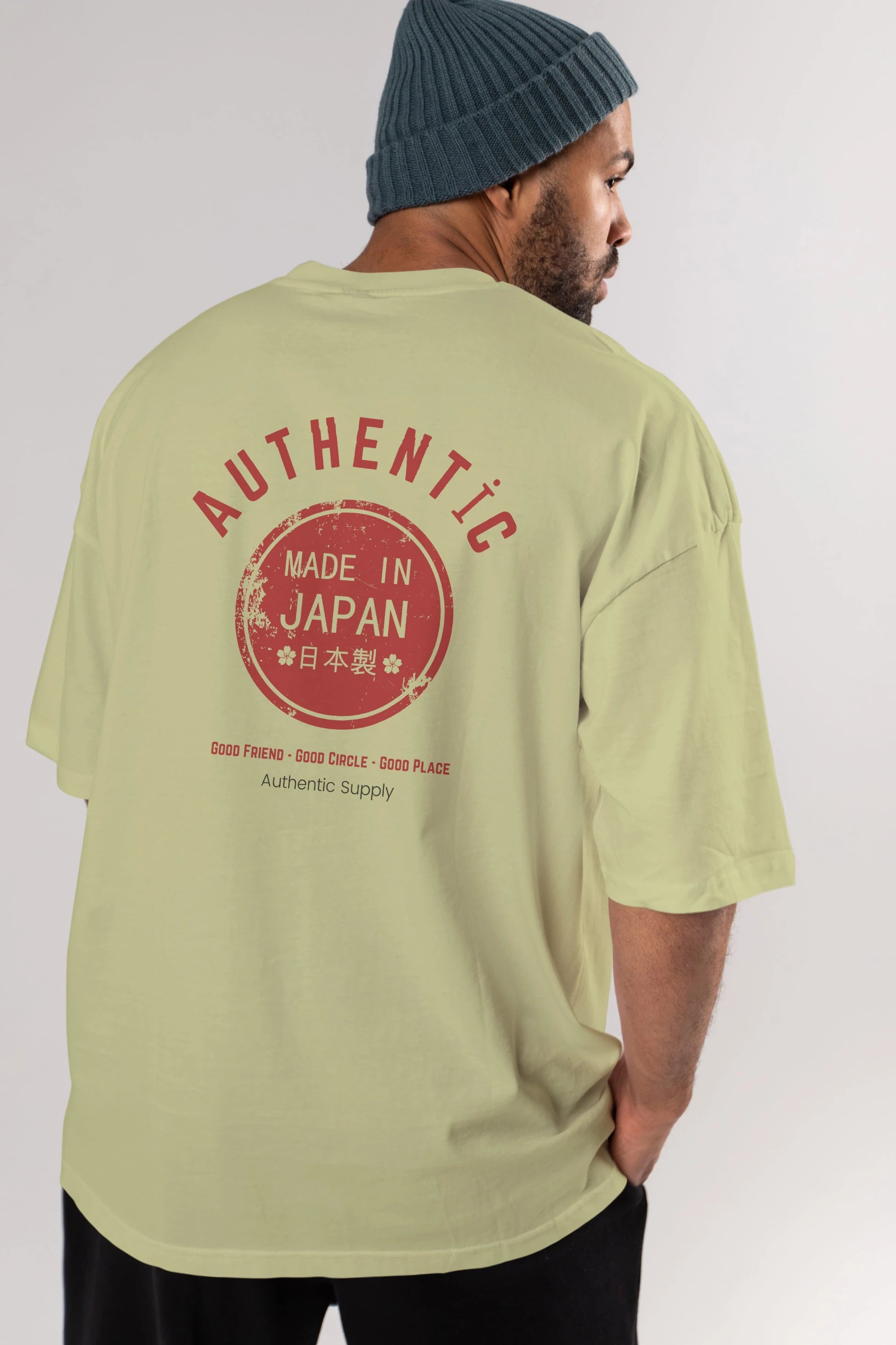 Authentic Japan Style Arka Baskılı Oversize t-shirt Erkek Kadın Unisex
