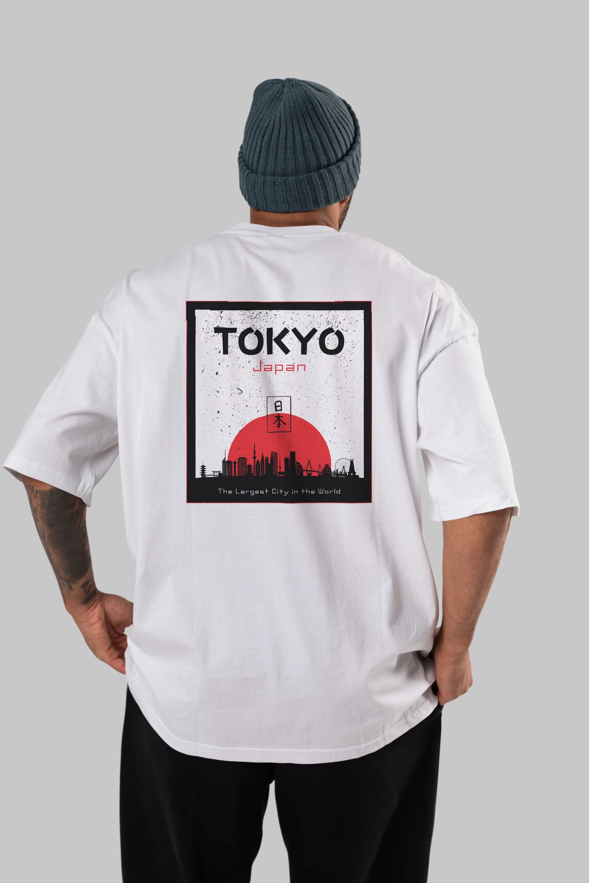 Tokyo Japan Yazılı Arka Baskılı Oversize t-shirt Erkek Kadın Unisex