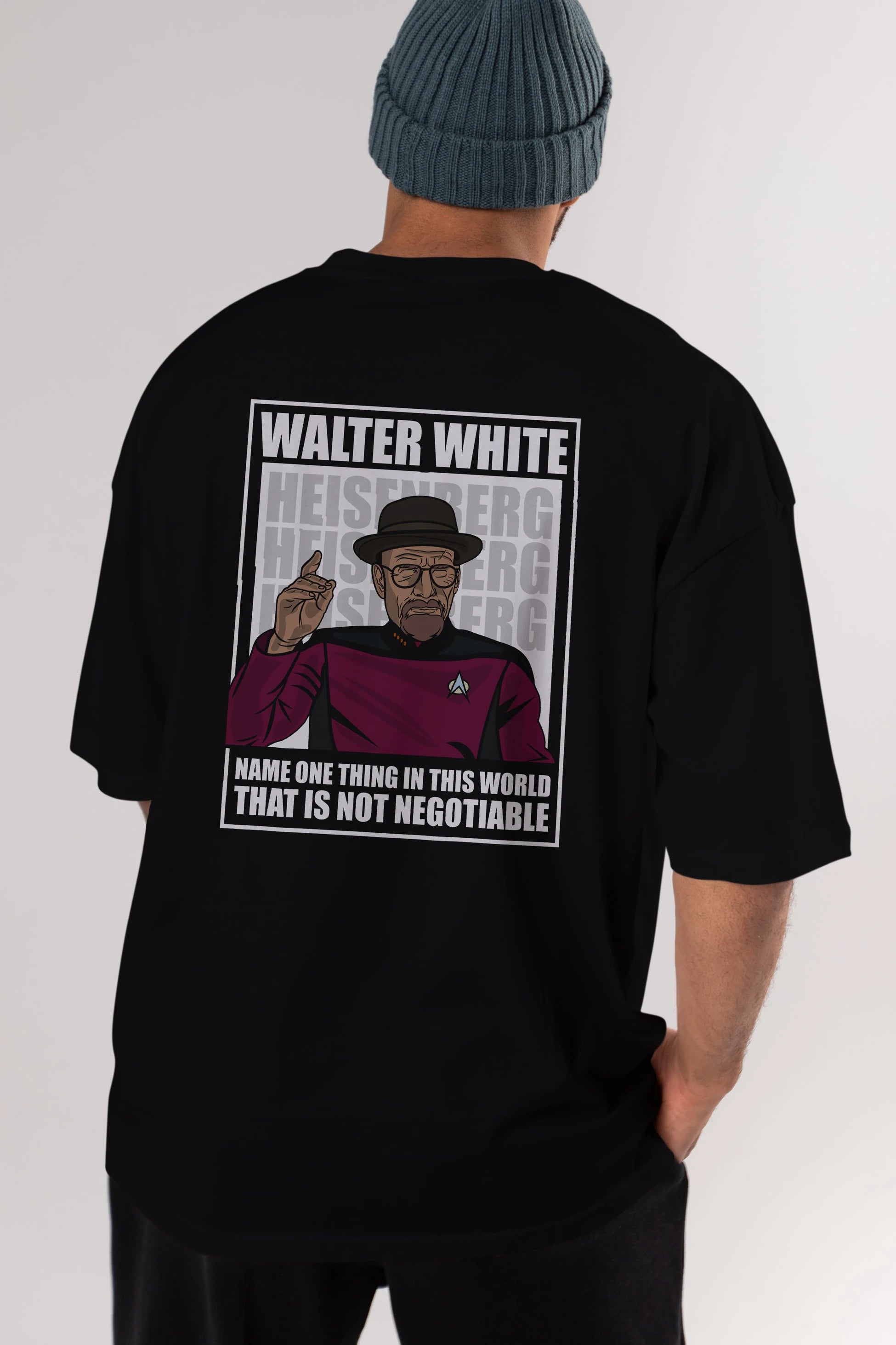 Captain Pixard Heisenberg Arka Baskılı Oversize t-shirt Erkek Kadın Unisex %100 Pamuk tişort