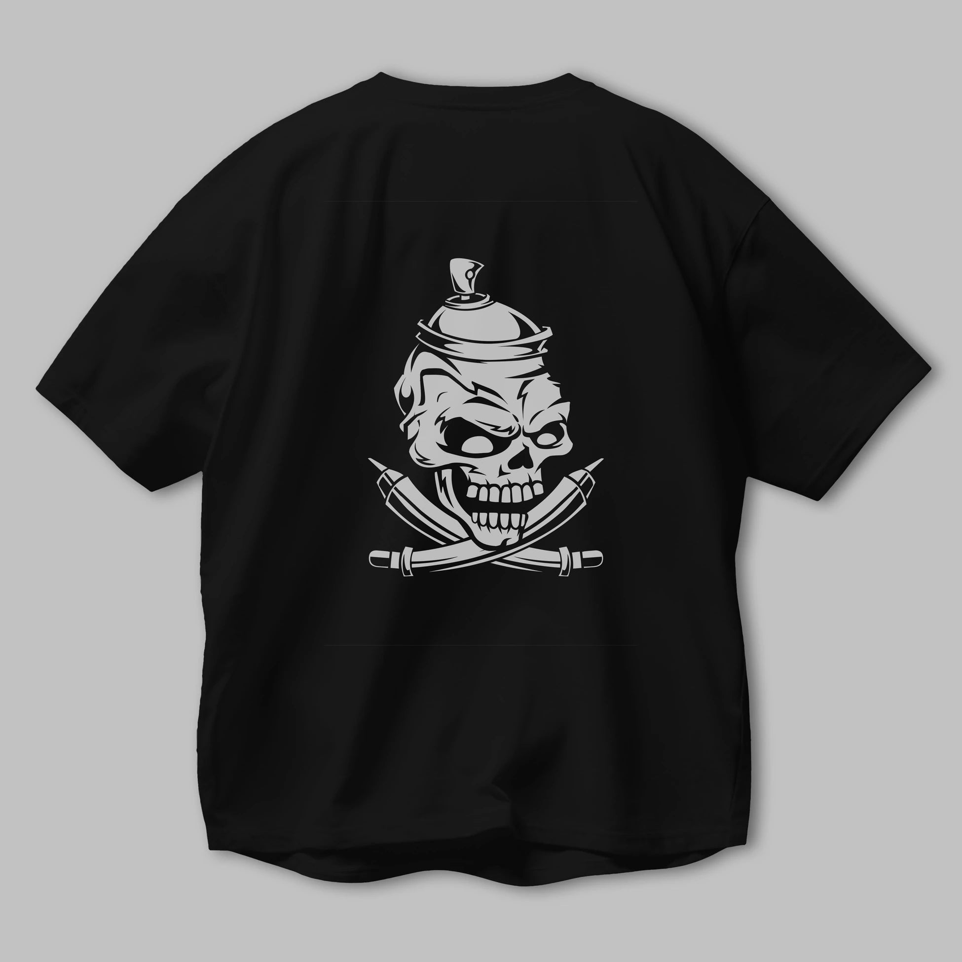 Skull Grafity Arka Baskılı Oversize t-shirt Erkek Kadın Unisex %100 Pamuk tişort