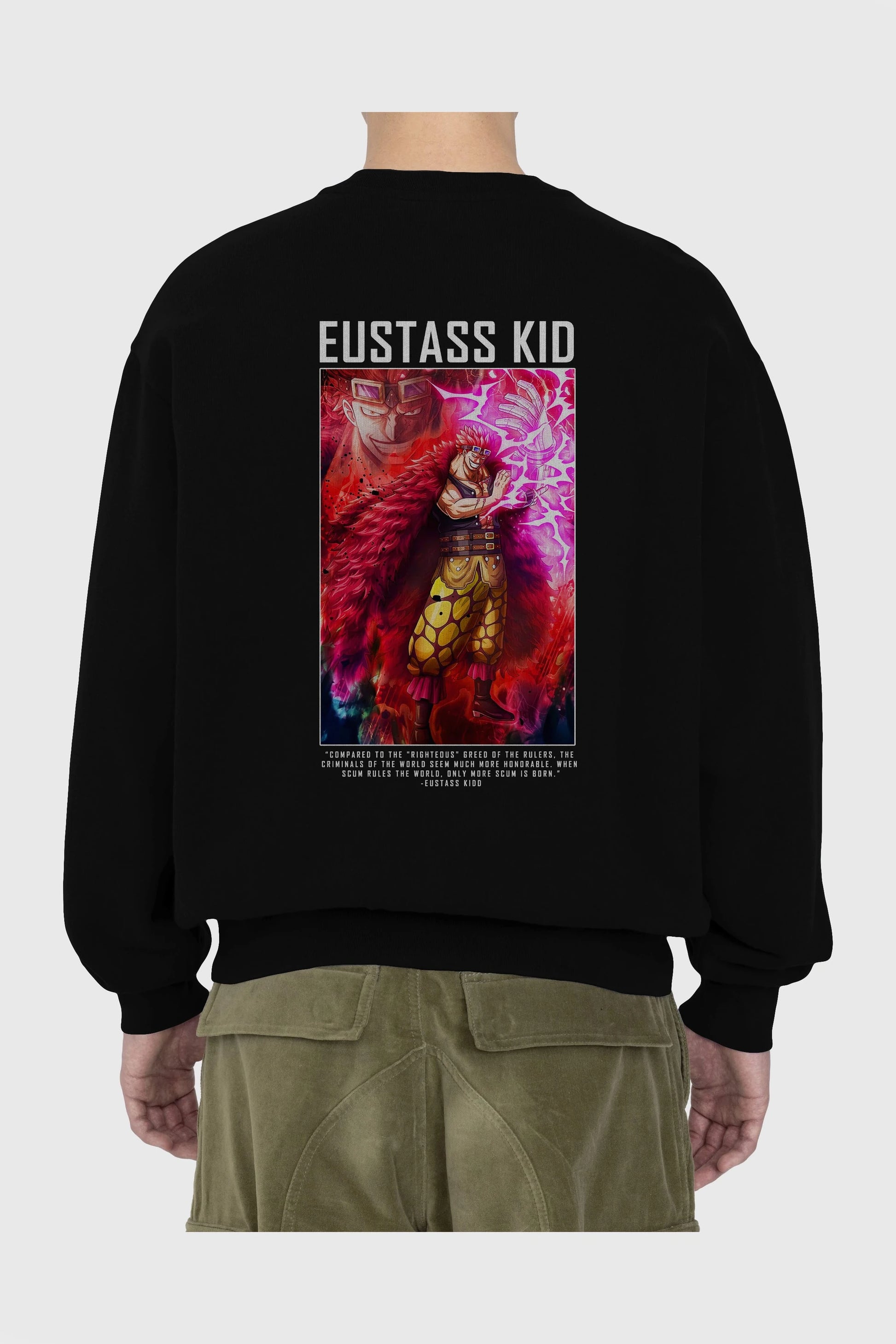 Eustass Kid Arka Baskılı Anime Oversize Sweatshirt Erkek Kadın Unisex