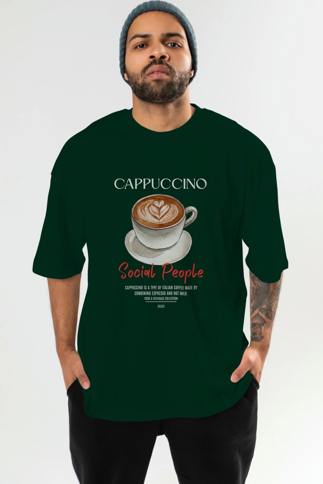 Cappuccino Kokteyl Serisi ön Baskılı Oversize t-shirt Erkek Kadın %100 Pamuk Bisiklet Yaka tişort