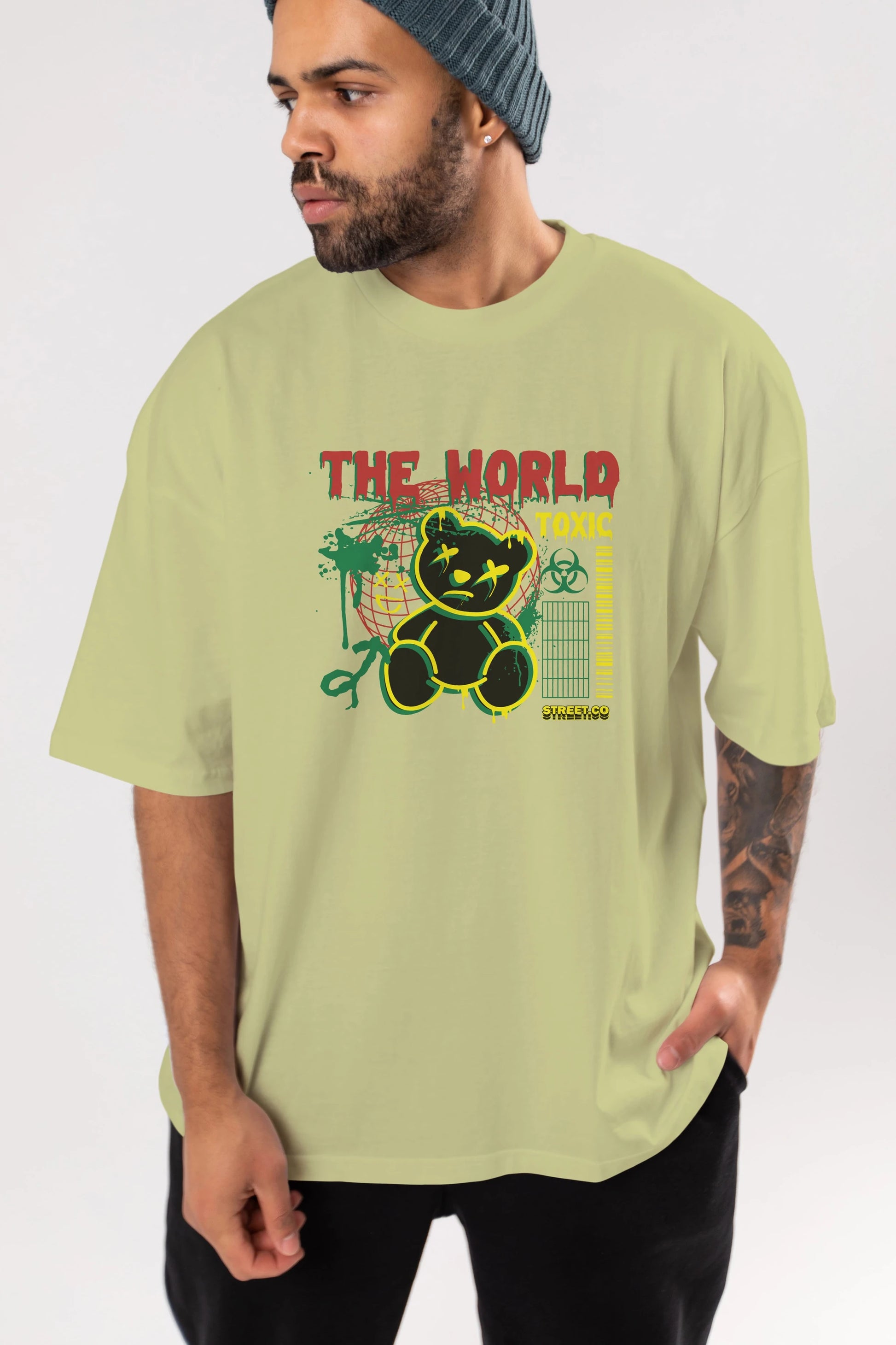 The World Toxic Bear Ön Baskılı Oversize t-shirt Erkek Kadın Unisex