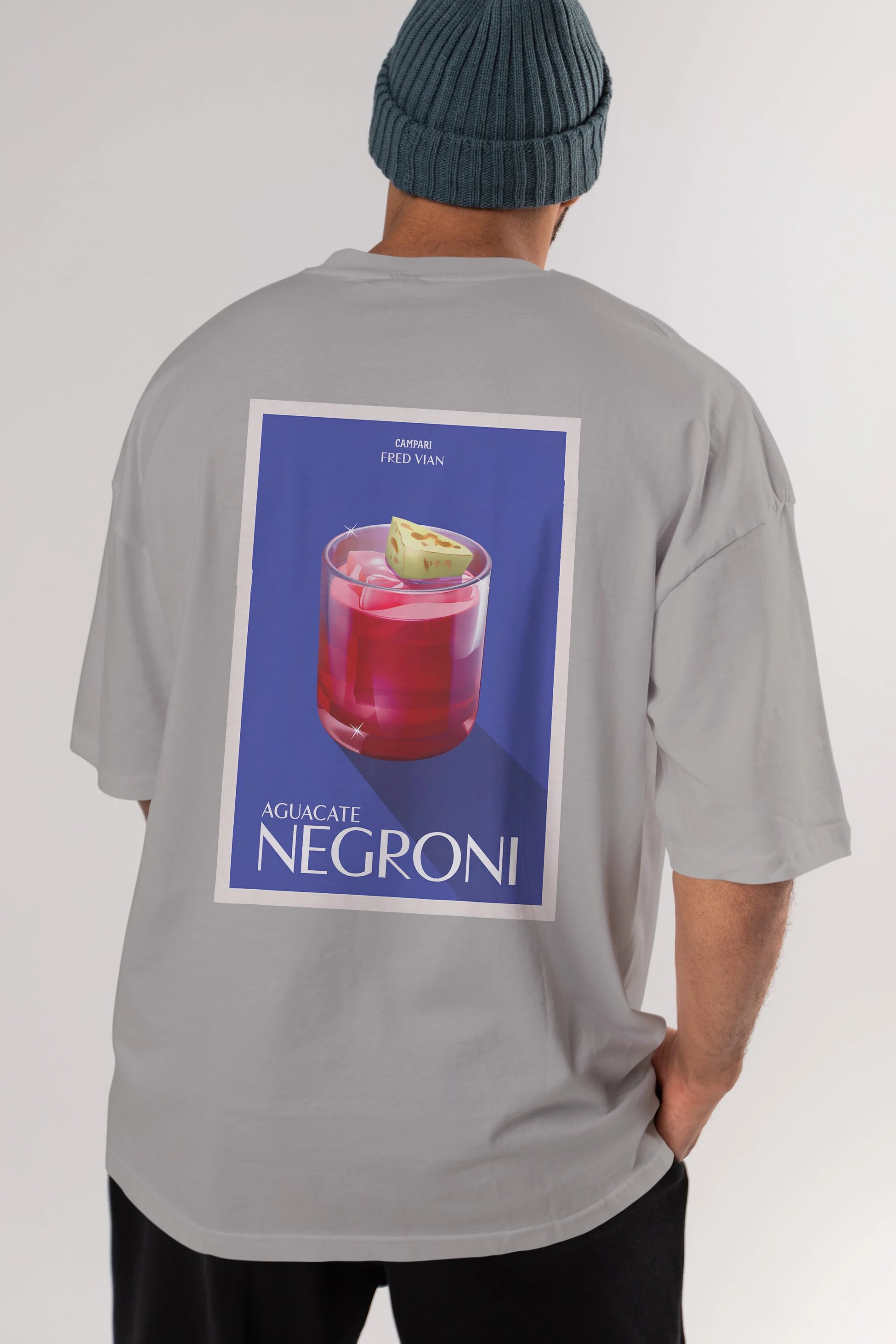 Aguacate Negroni Arka Baskılı Oversize t-shirt Erkek Kadın Unisex %100 Pamuk Bisiklet Yaka tişort