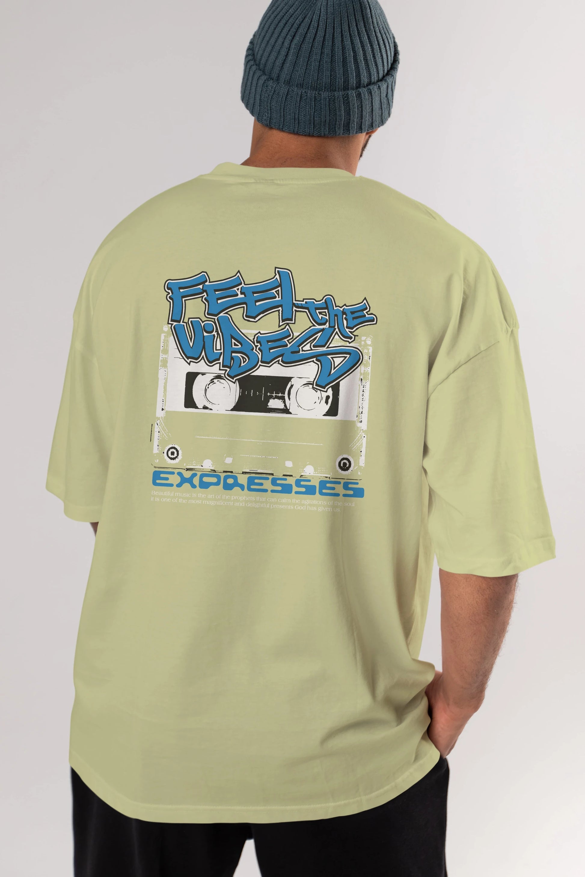 Feel The Vibes Arka Baskılı Oversize t-shirt Erkek Kadın Unisex