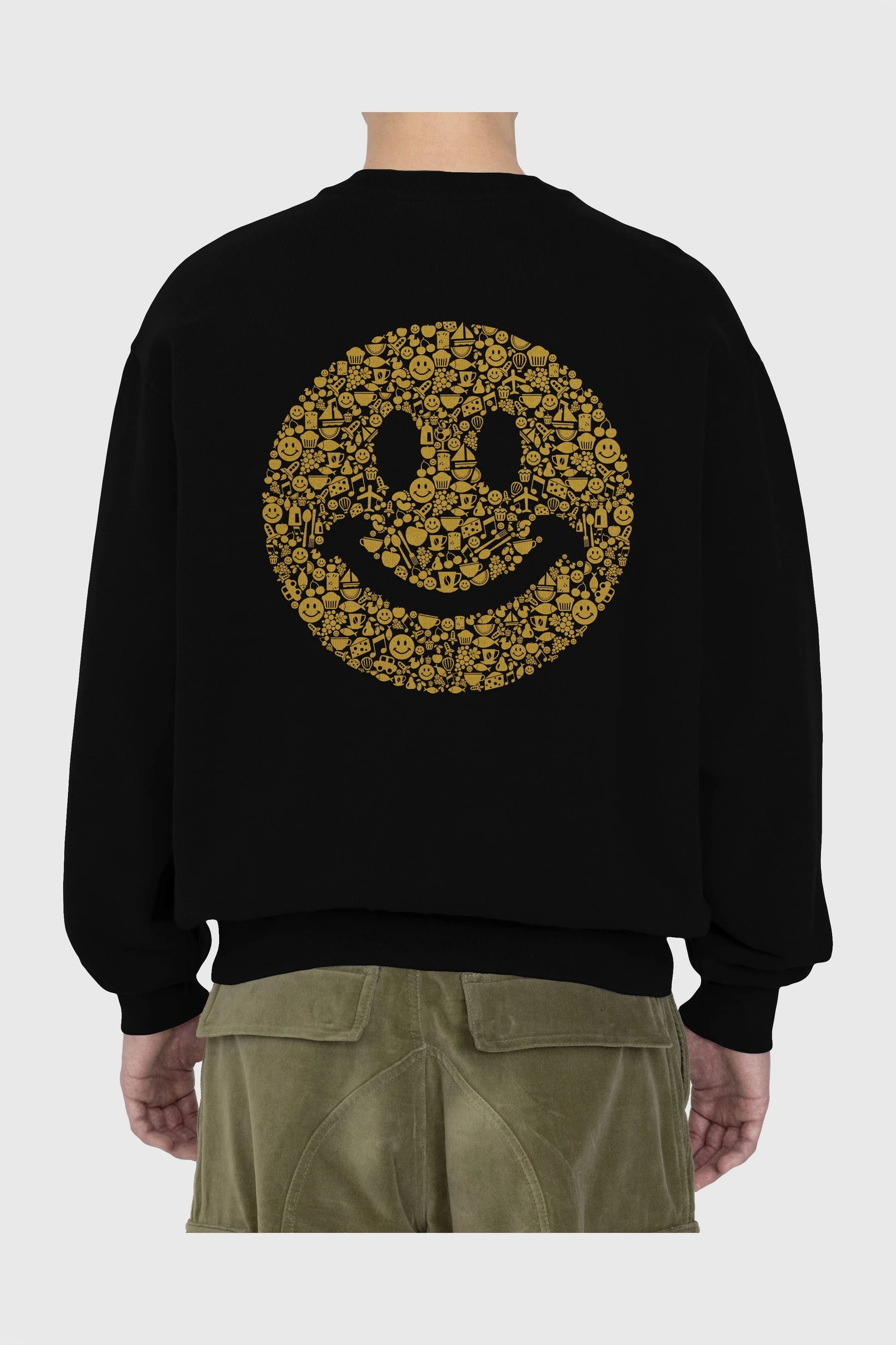 Smiley Arka Baskılı Oversize Sweatshirt Erkek Kadın Unisex