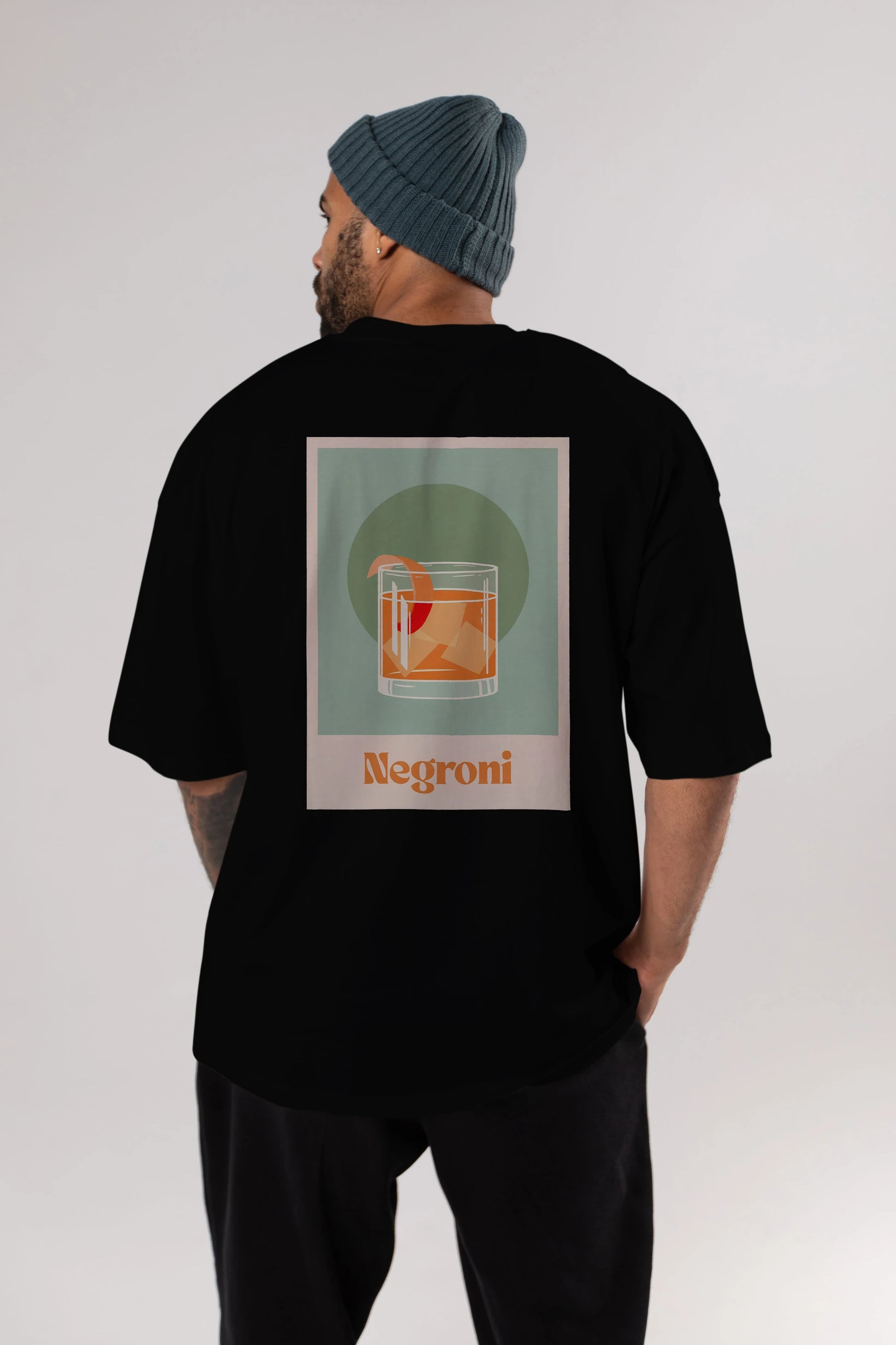 Negroni 5 Arka Baskılı Oversize t-shirt Erkek Kadın Unisex %100 Pamuk Bisiklet Yaka tişort