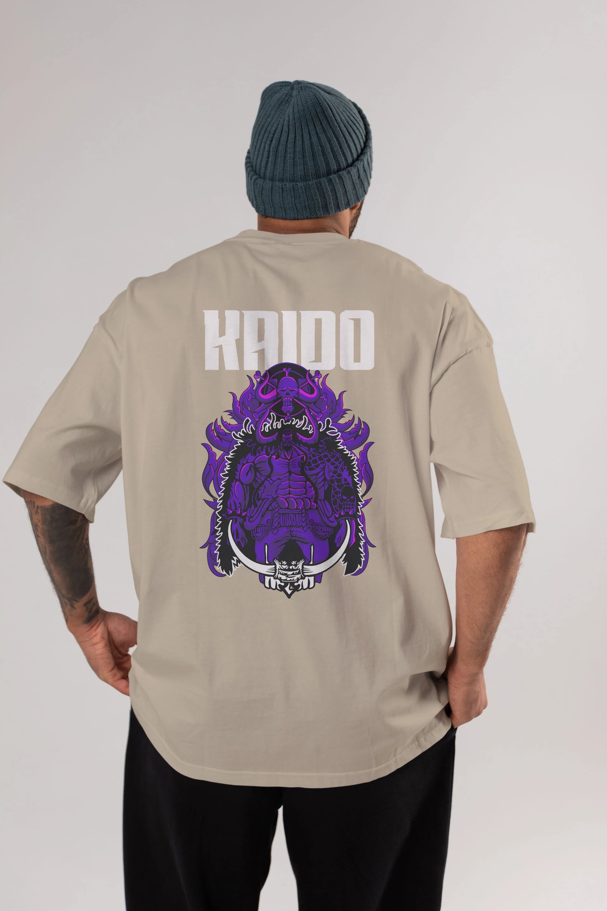 Kaido Anime Arka Baskılı Oversize t-shirt Erkek Kadın Unisex %100 pamuk tişort
