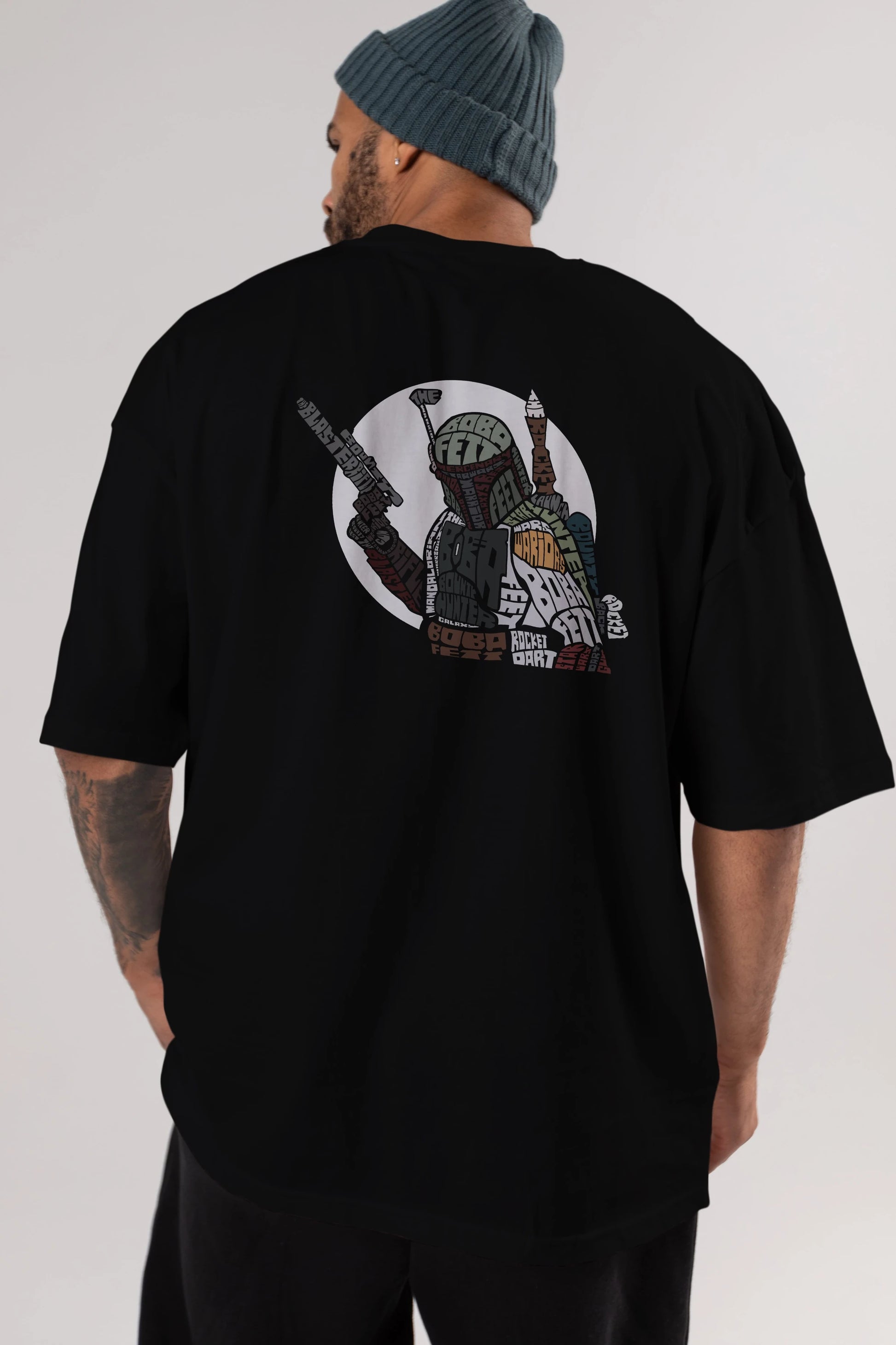 Boba Fett Arka Baskılı Oversize t-shirt %100 pamuk Erkek Kadın Unisex