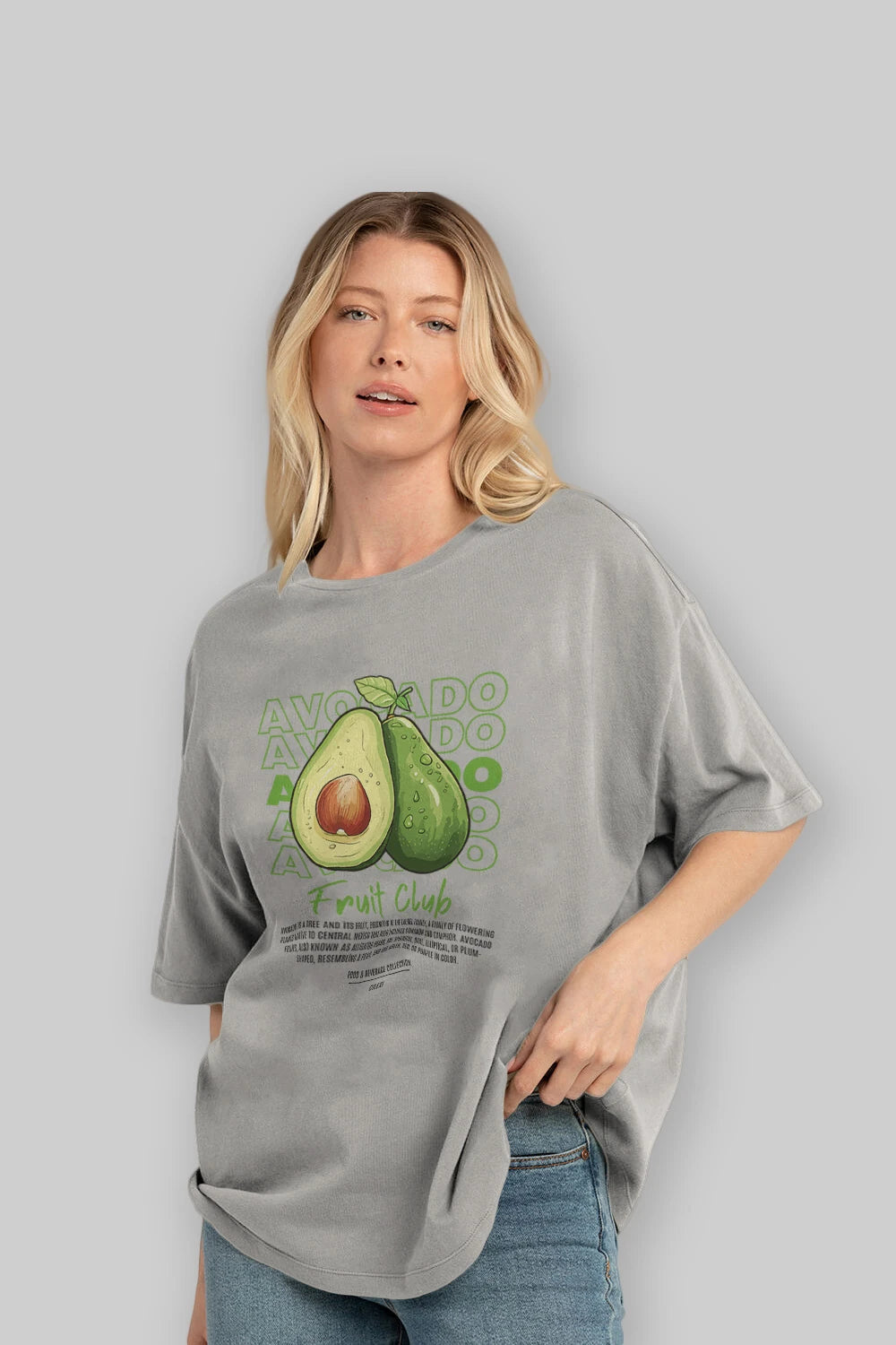 Avocado Ön Baskılı Oversize t-shirt Erkek Kadın Pamuk Bisiklet Yaka tişort