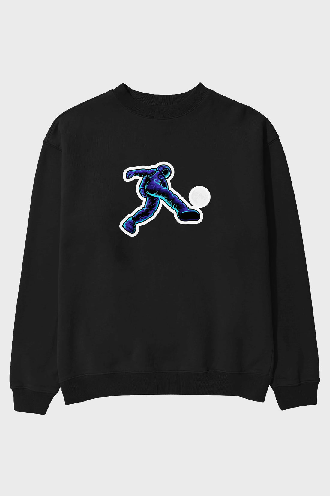 Astroball in Space Sticker Ön Baskılı Oversize Sweatshirt Erkek Kadın Unisex