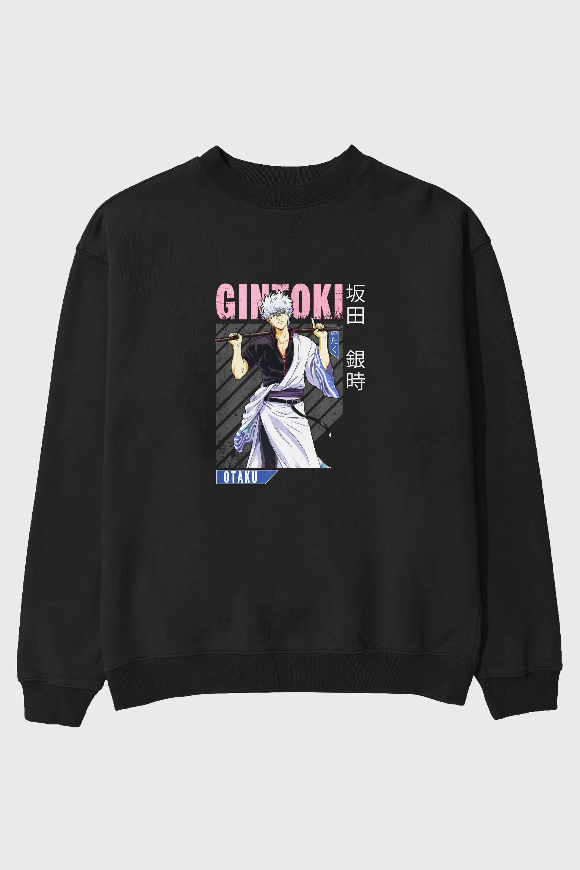 Gintoki Sakata GINTAMA 3 Anime Ön Baskılı Oversize Sweatshirt Erkek Kadın Unisex