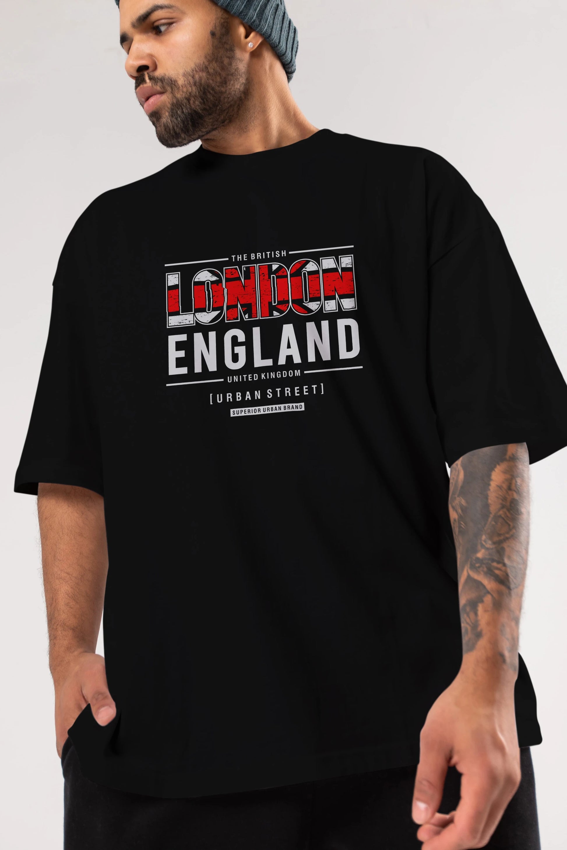 London England 2 Ön Baskılı Oversize t-shirt Erkek Kadın Unisex