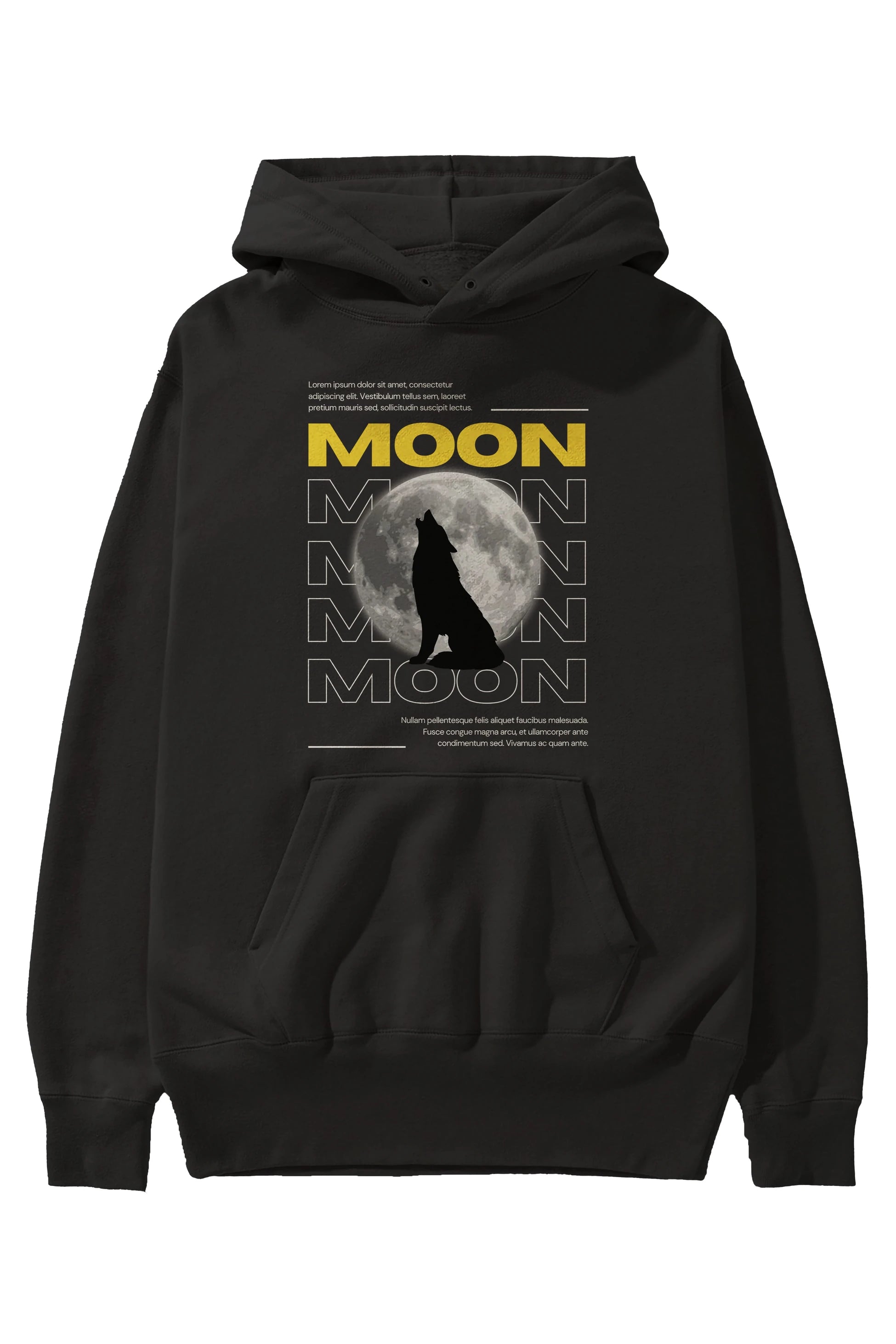 Moon Ön Baskılı Oversize Hoodie Kapüşonlu Sweatshirt Erkek Kadın Unisex