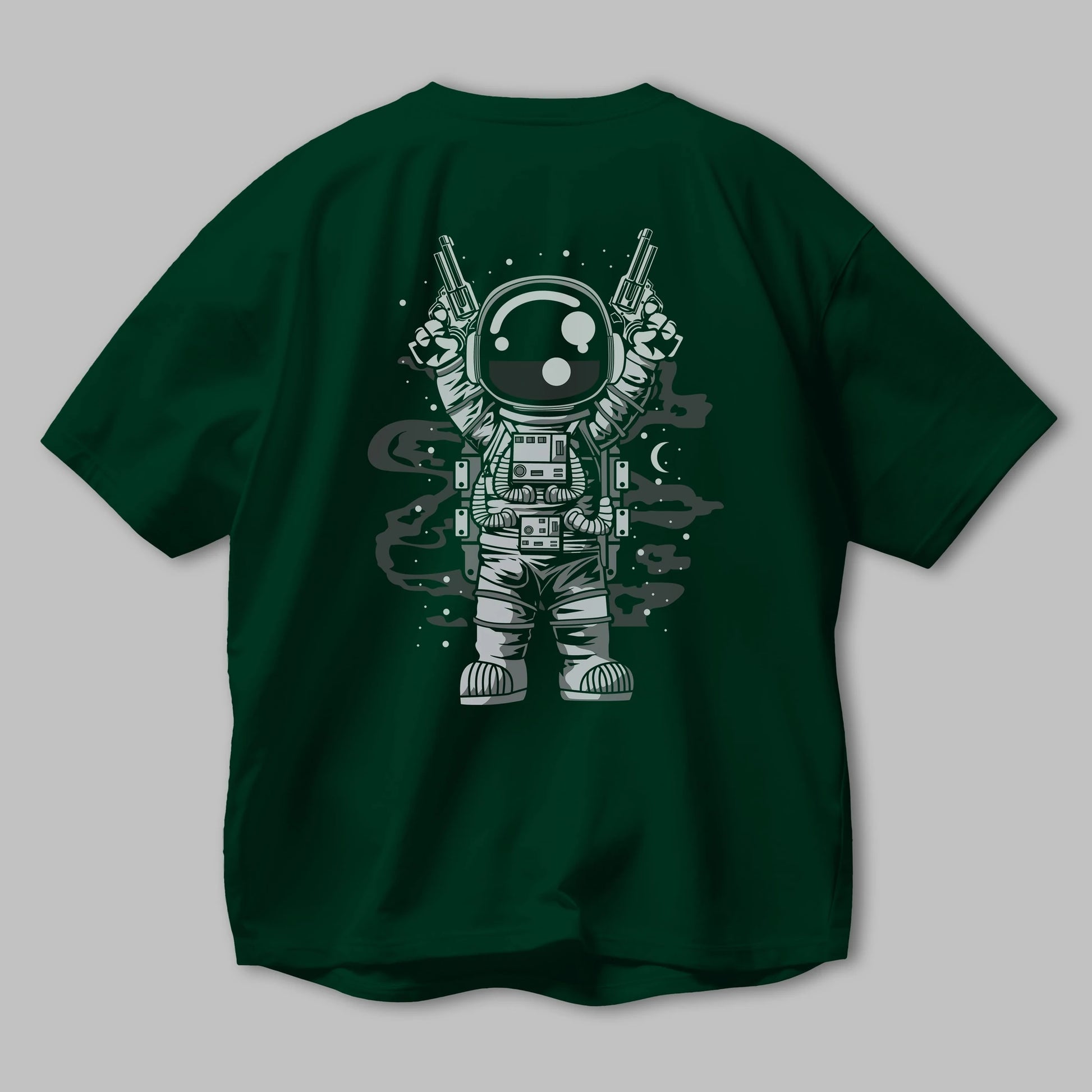 Astronaut Gun Arka Baskılı Oversize t-shirt Erkek Kadın Unisex