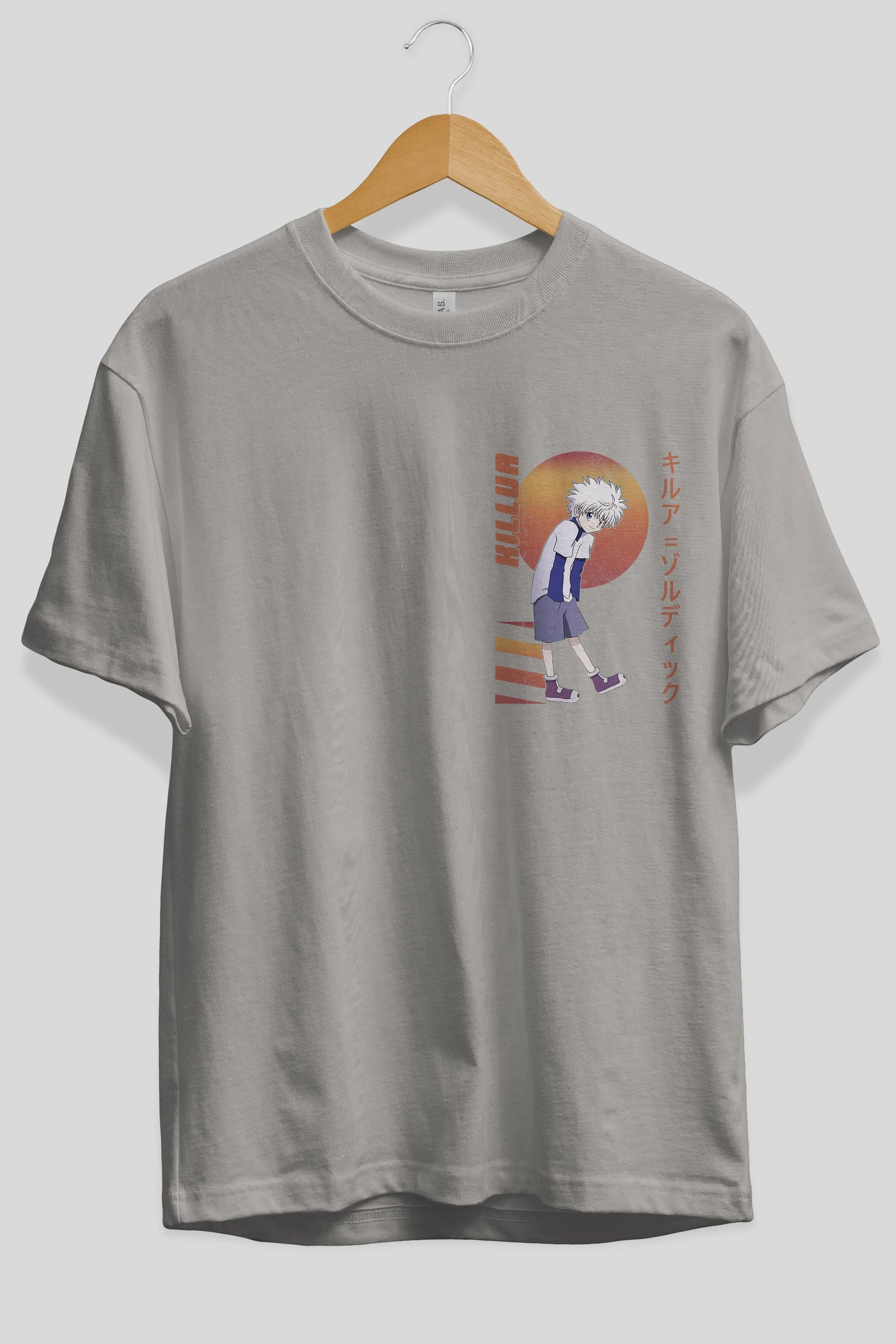 Killua Zoldyck 5 2 Ön Sol Baskılı Oversize t-shirt Erkek Kadın Unisex %100 Pamuk Bisiklet Yaka tişort