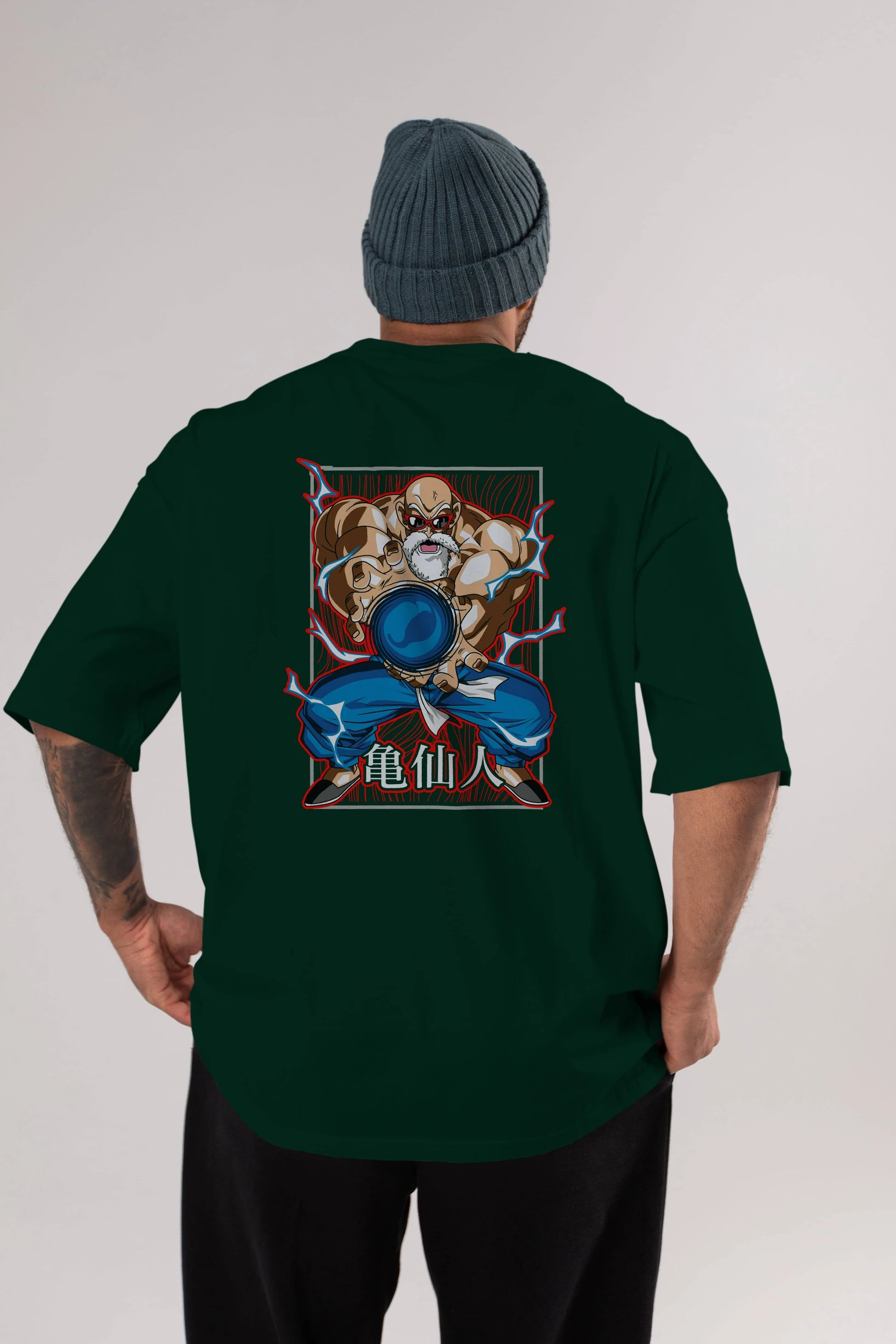 DragonBall MaestroRoshi Anime Arka Baskılı Oversize t-shirt Erkek Kadın Unisex