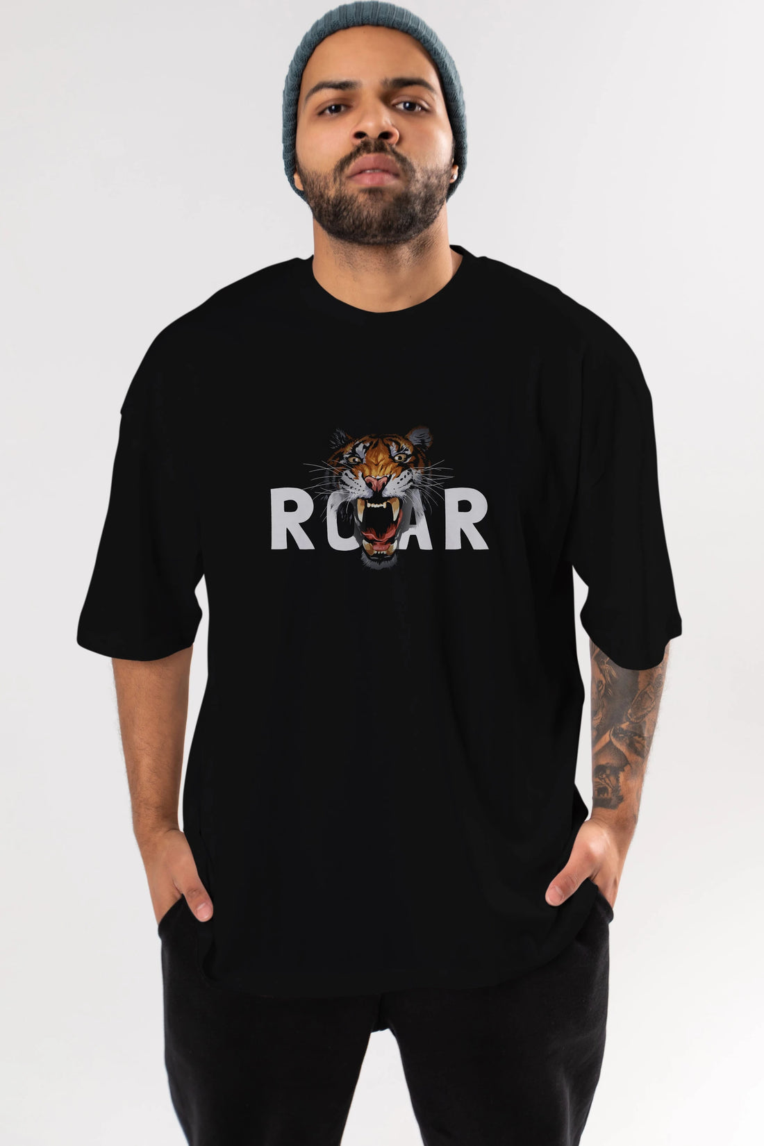 Teddy Bear Roar Ön Baskılı Oversize t-shirt Erkek Kadın Unisex %100 Pamuk