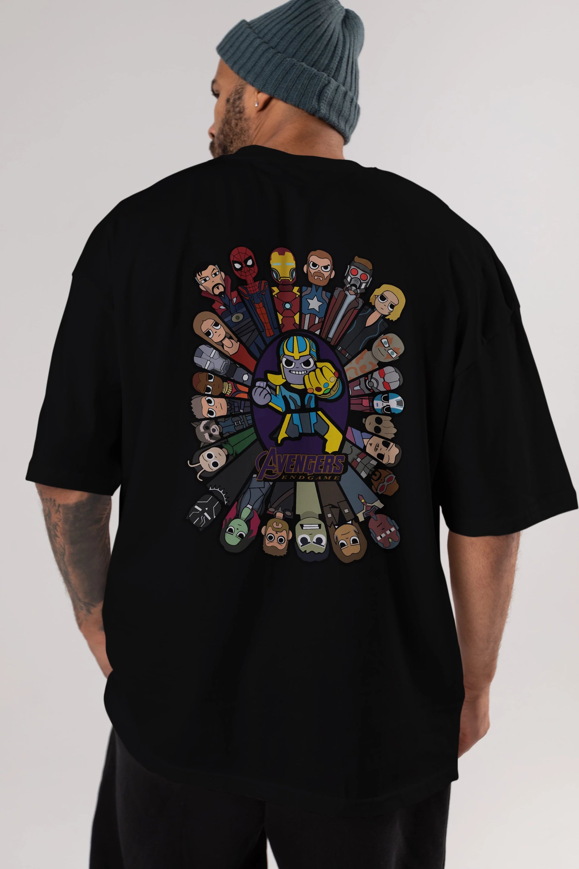 The Avengers (2) Arka Baskılı Oversize t-shirt Erkek Kadın Unisex %100 Pamuk Bisiklet Yaka tişort
