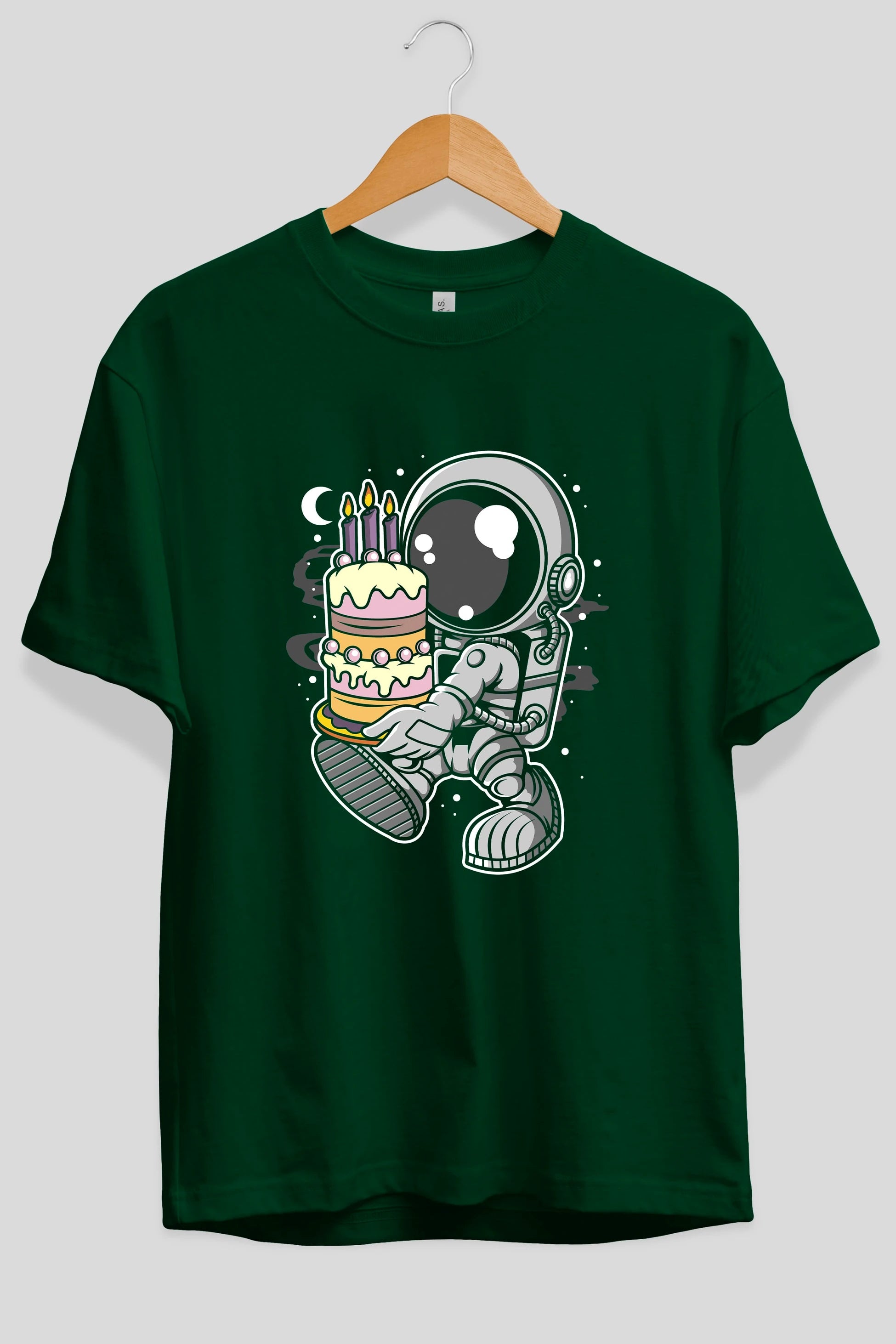 Astronaut Birthday Cake Ön Baskılı Oversize t-shirt Erkek Kadın Unisex