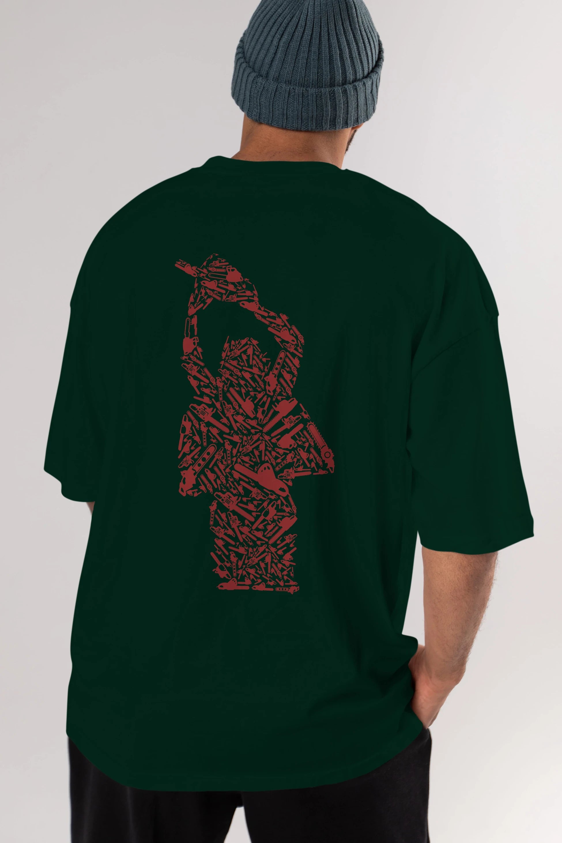 Chainsaw Arka Baskılı Oversize t-shirt %100 pamuk Erkek Kadın Unisex