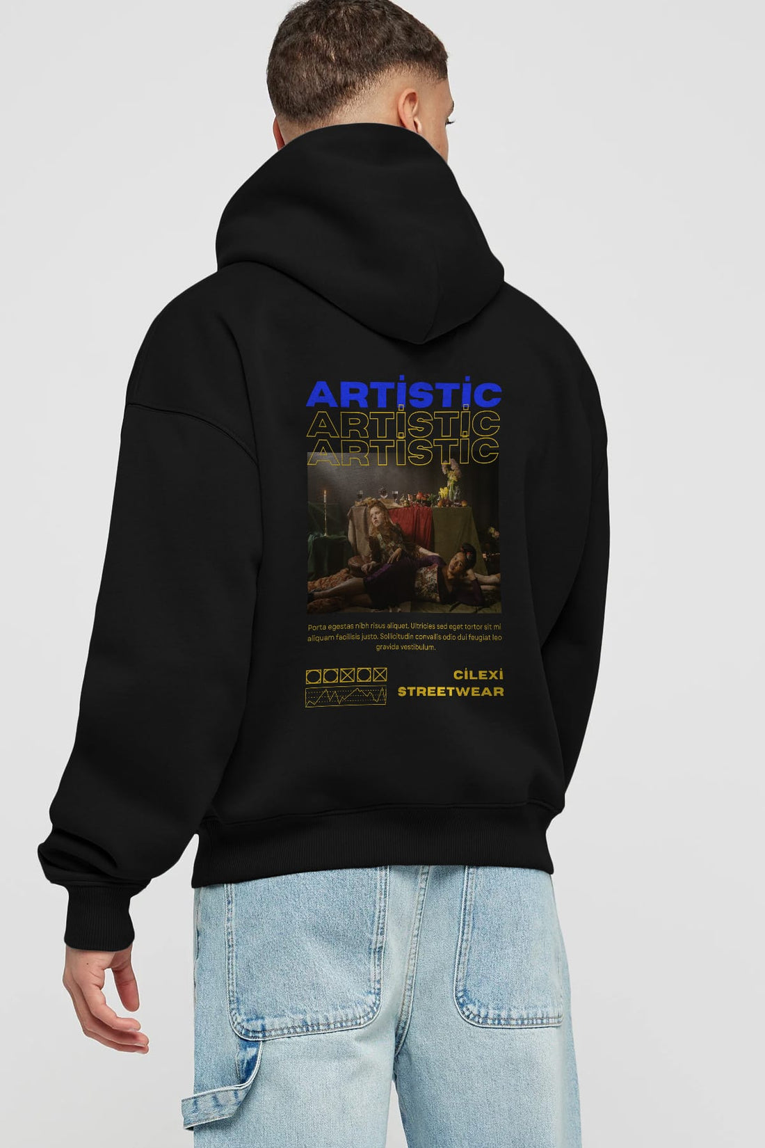 Artistic Yazılı Streetwear Arka Baskılı Oversize Hoodie Kapüşonlu Sweatshirt Erkek Kadın Unisex