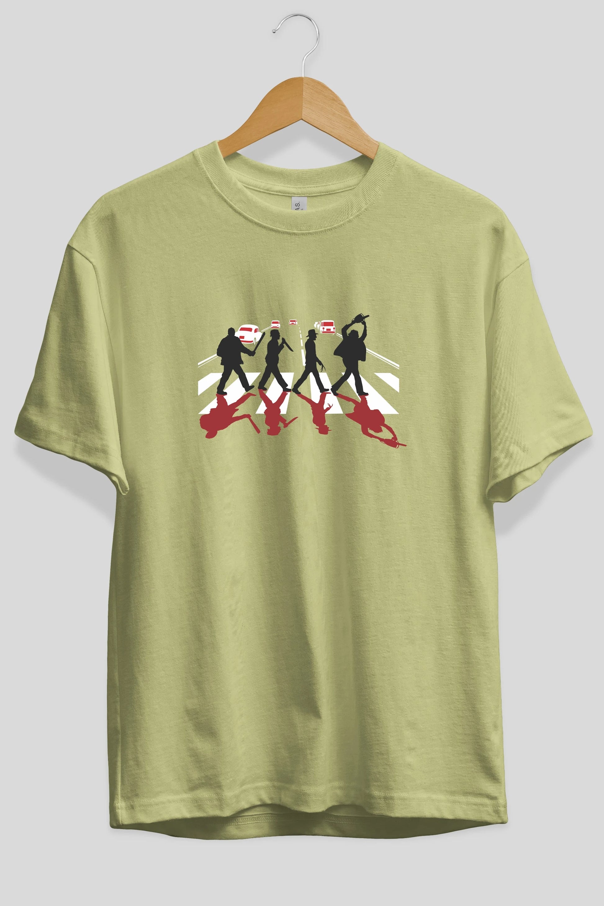 Abbey Road Killer Red Ön Baskılı Oversize t-shirt %100 pamuk Erkek Kadın Unisex