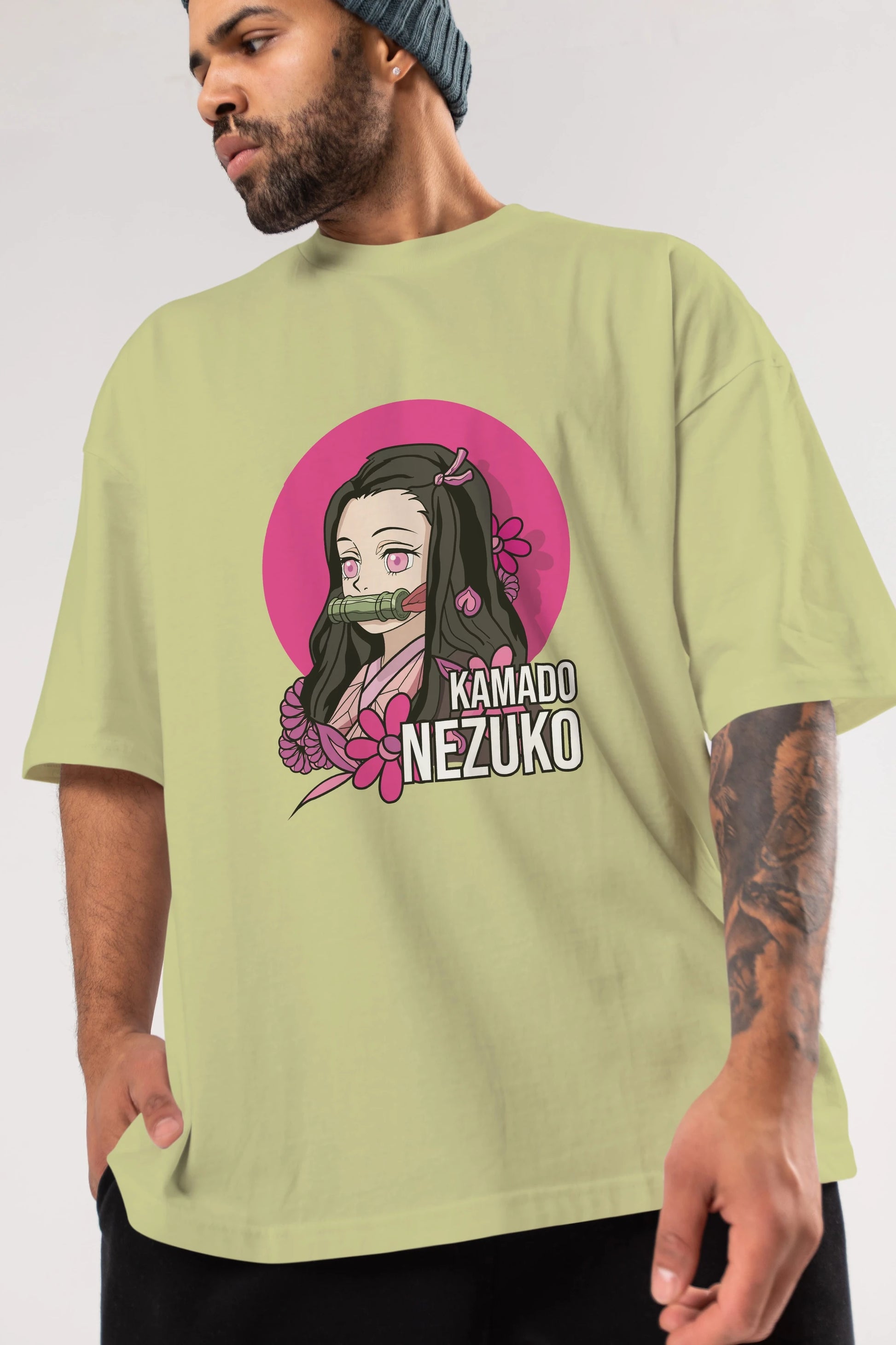 Nezuko Kamado 2 Anime Ön Baskılı Oversize t-shirt %100 pamuk Erkek Kadın Unisex