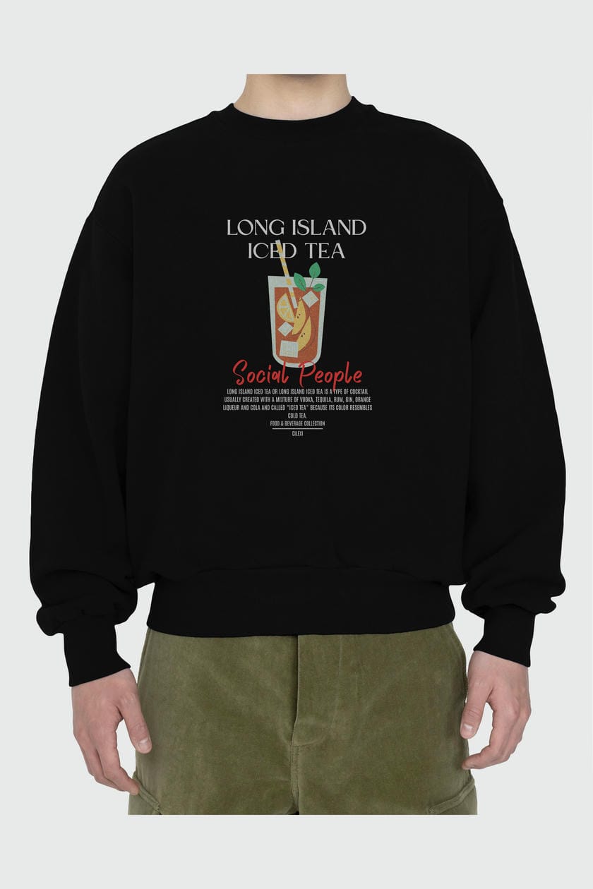 Long Island iced tea ön Baskılı Oversize Sweatshirt Erkek Kadın Unisex