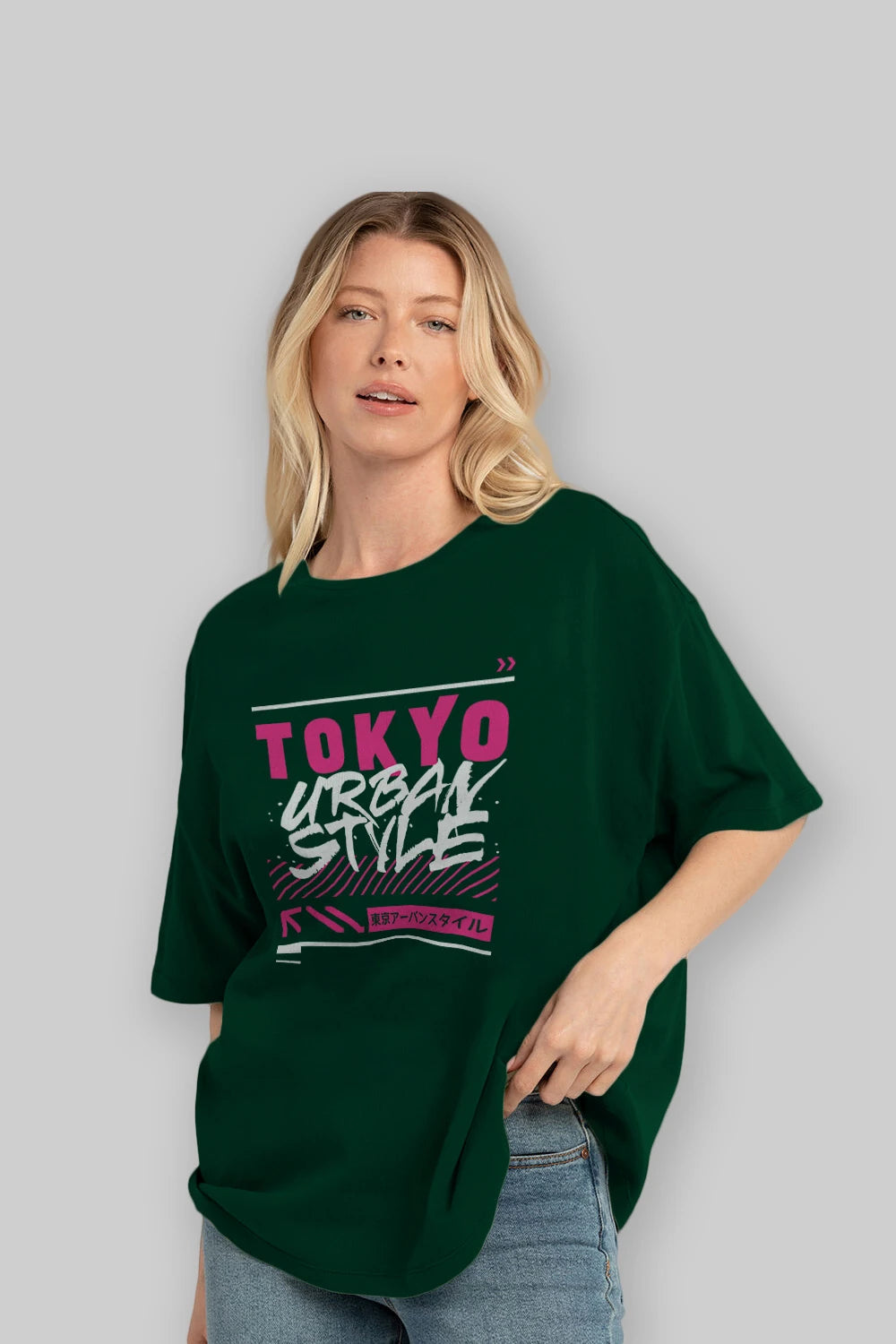 Tokyo Urban Style Ön Baskılı Oversize t-shirt Erkek Kadın Unisex