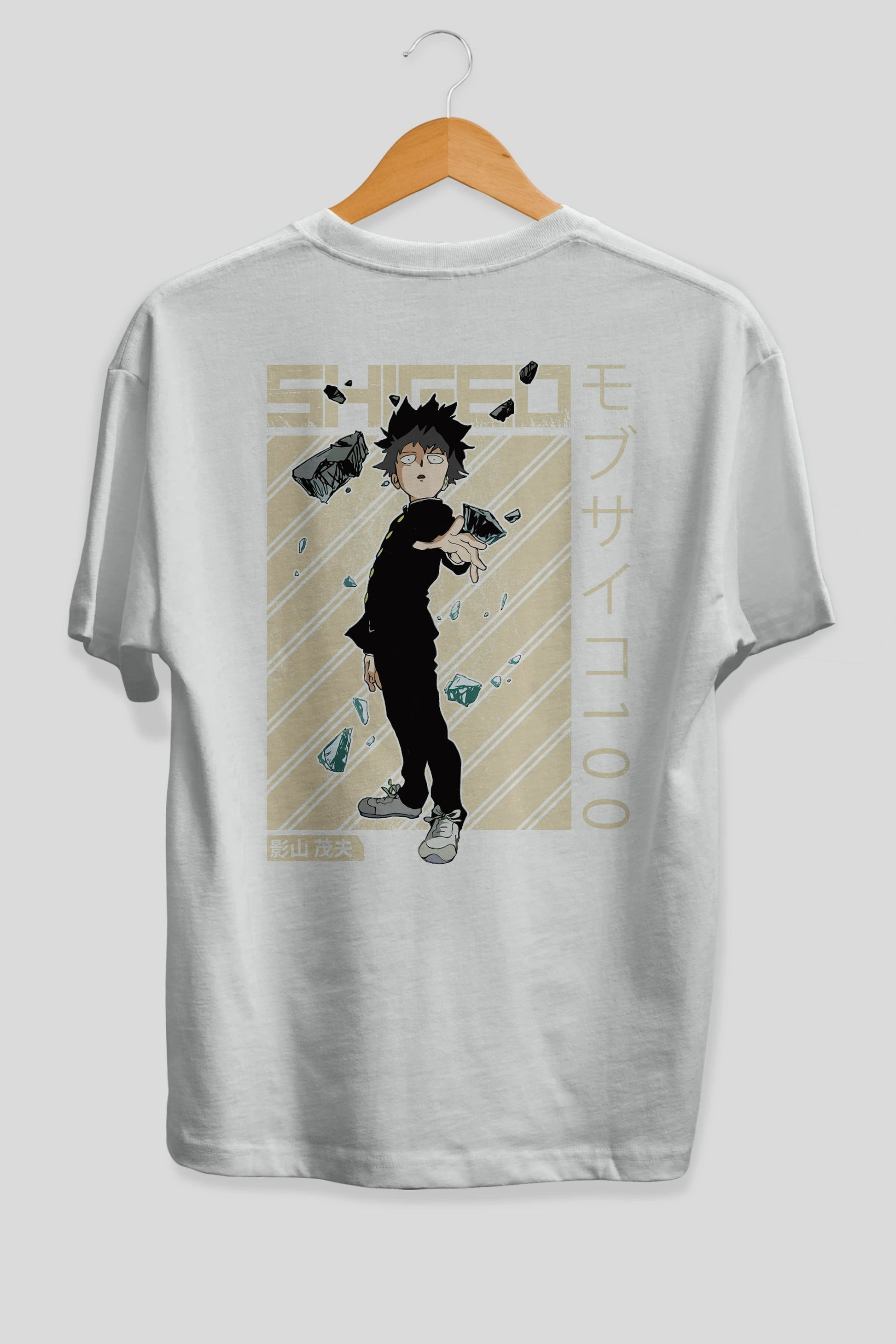 Shigeo Kageyama 3 Anime Arka Baskılı Oversize t-shirt Erkek Kadın Unisex