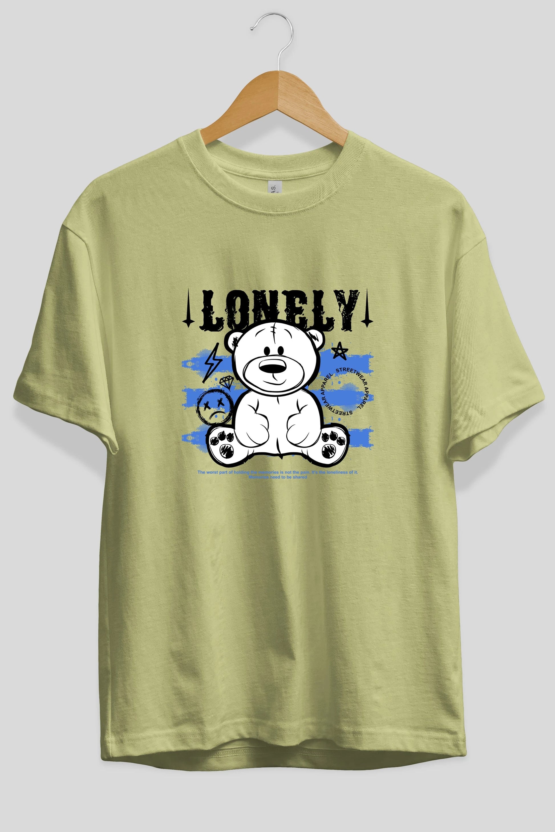 Teddy Bear Lonely Ön Baskılı Oversize t-shirt Erkek Kadın Unisex